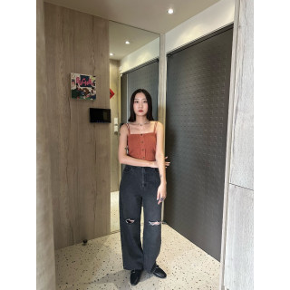 🇯🇵花圈毛呢吊帶背心/磚紅&咖啡