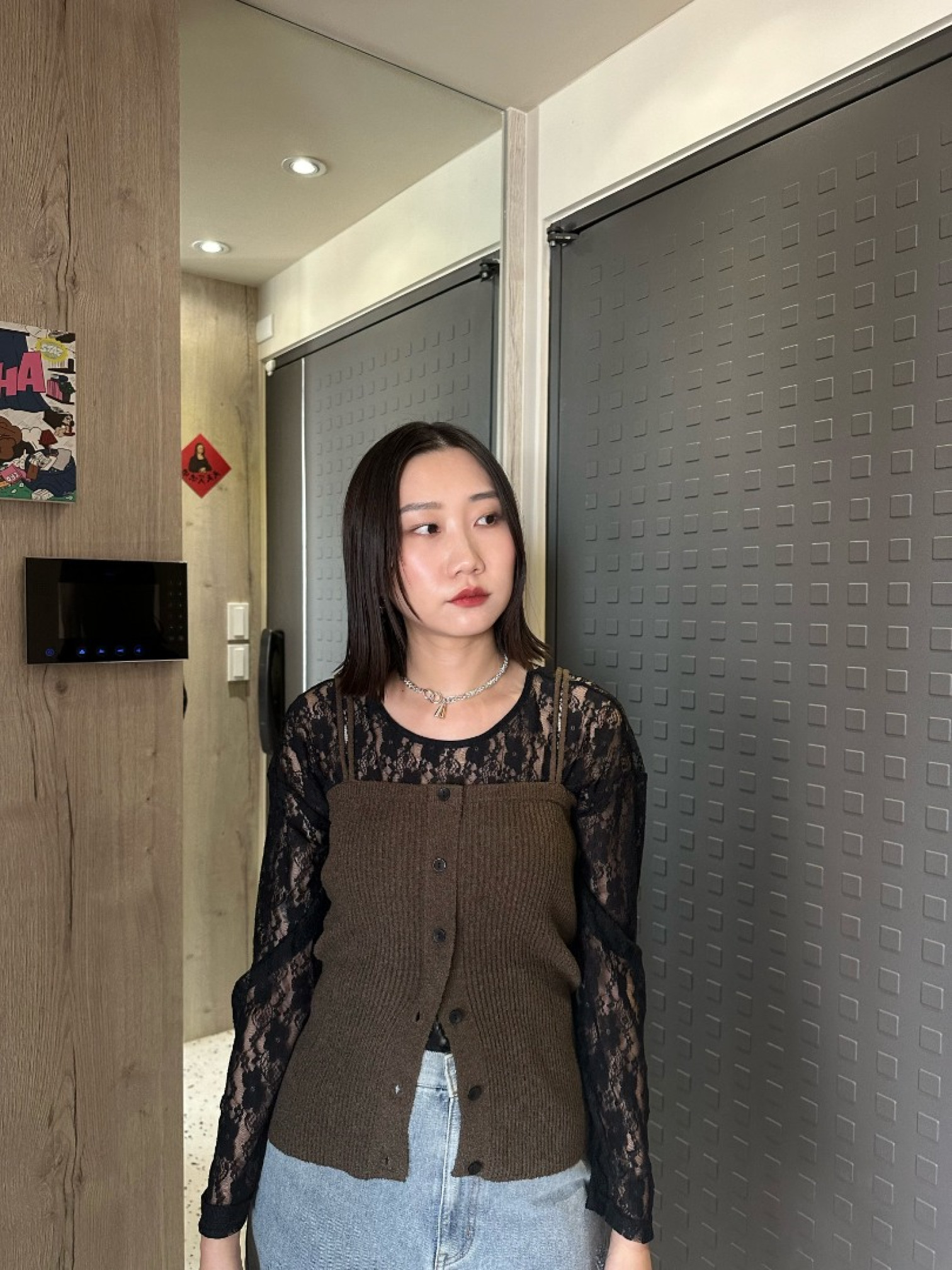 🇯🇵花圈毛呢吊帶背心/磚紅&咖啡