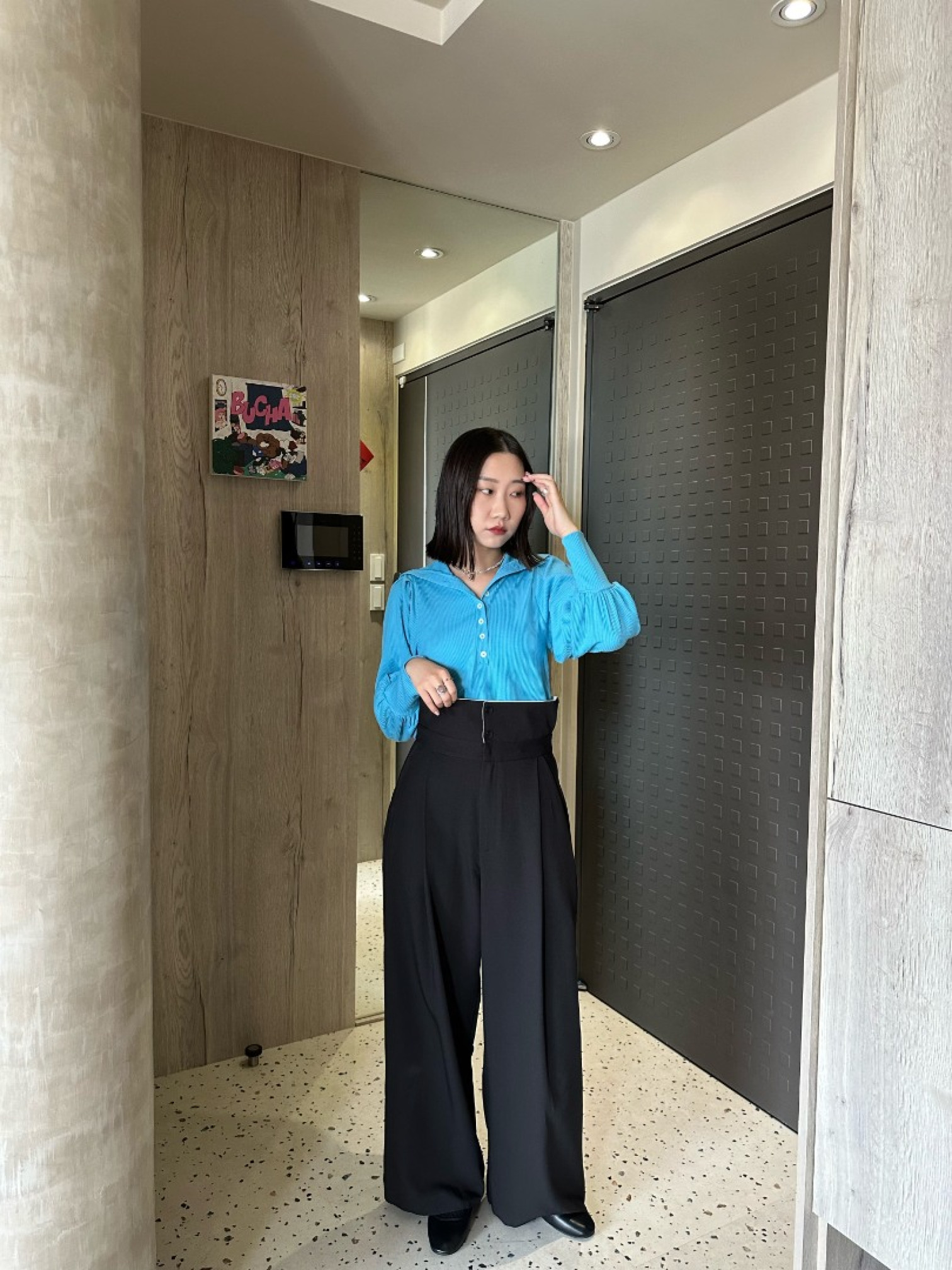 🇯🇵羅紋泡泡袖翻領上衣/兩色