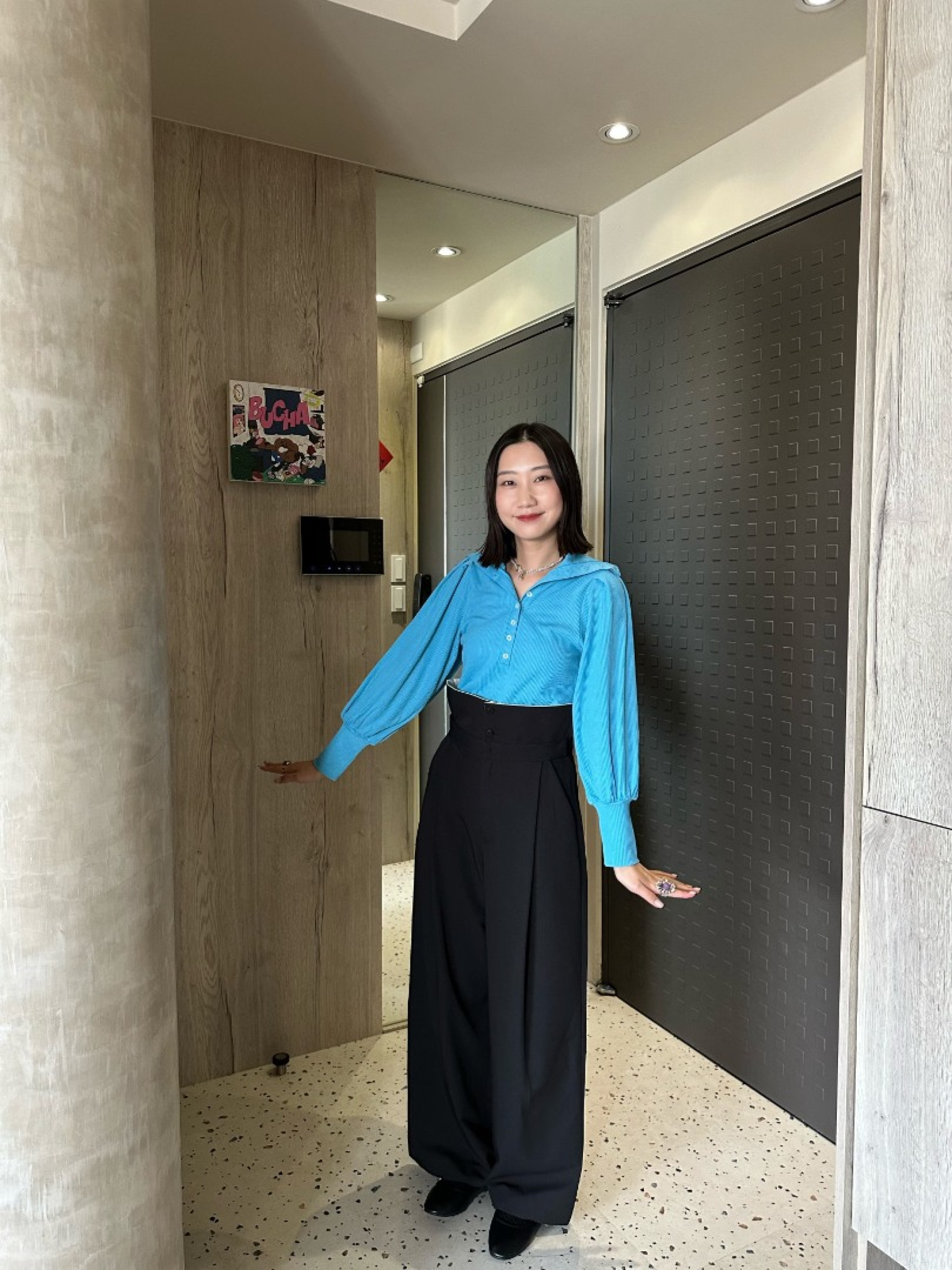 🇯🇵羅紋泡泡袖翻領上衣/兩色