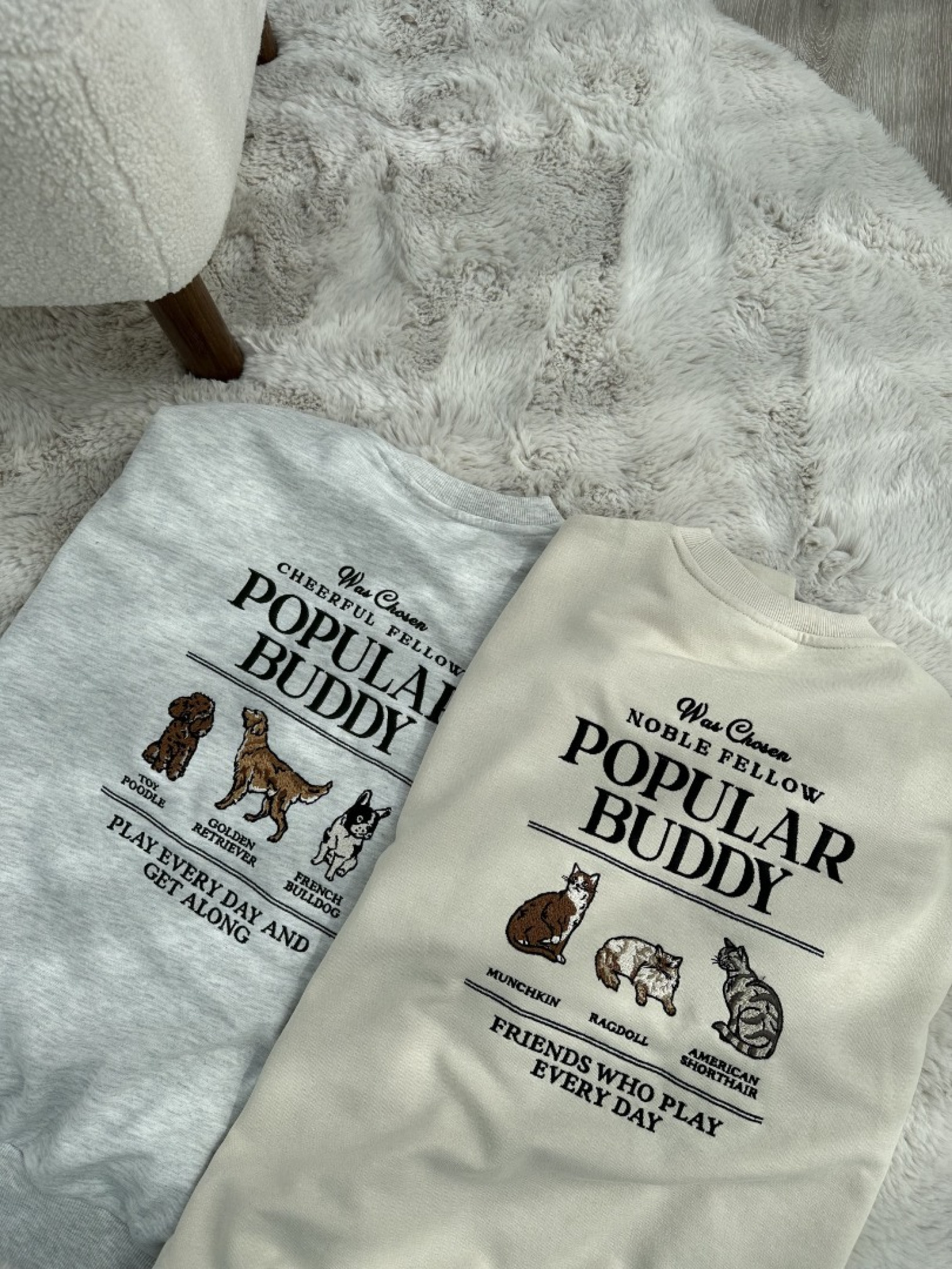 🇯🇵Q到爆貓狗大學T/椒鹽灰M&奶油M