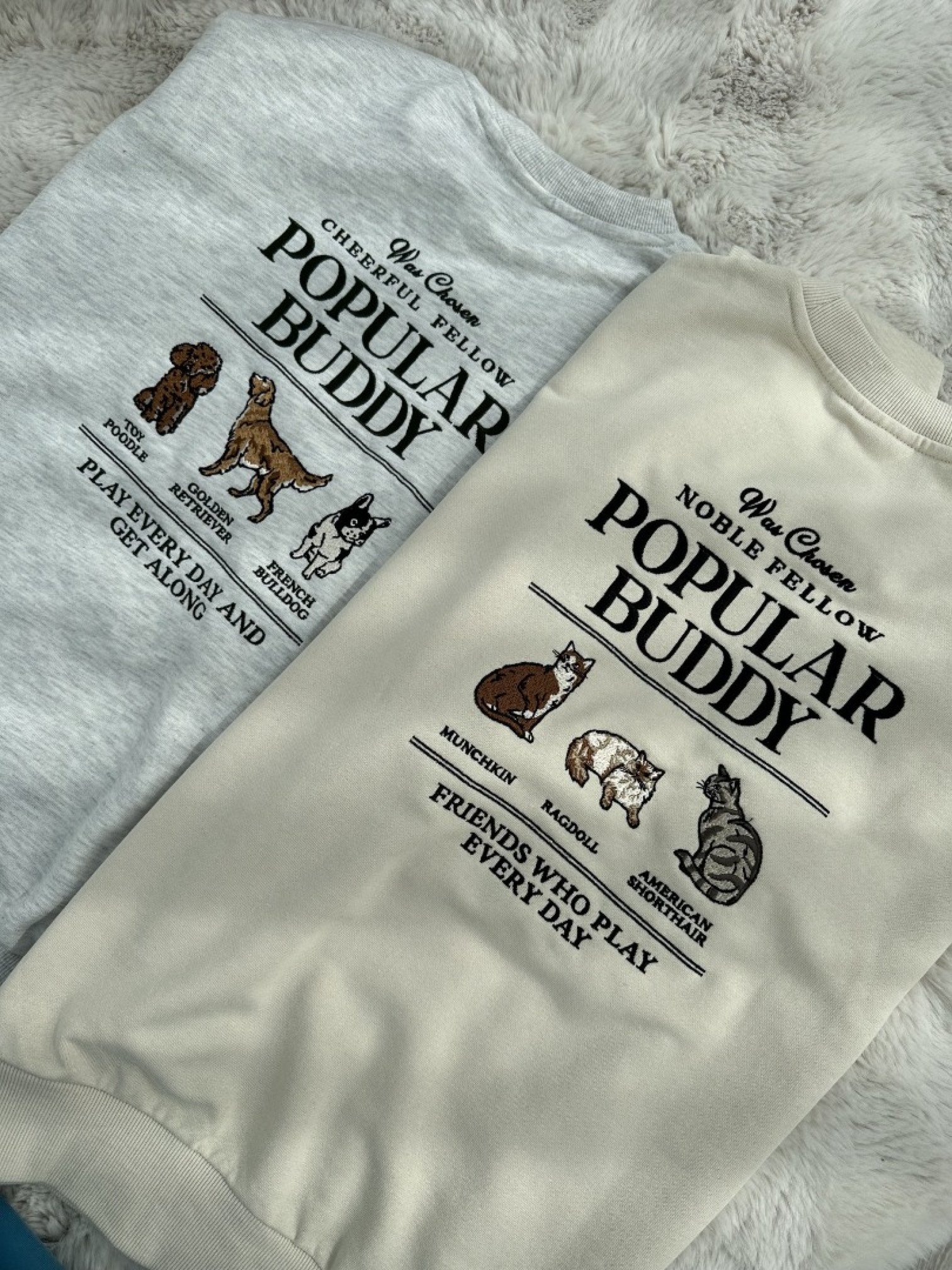 🇯🇵Q到爆貓狗大學T/椒鹽灰M&奶油M