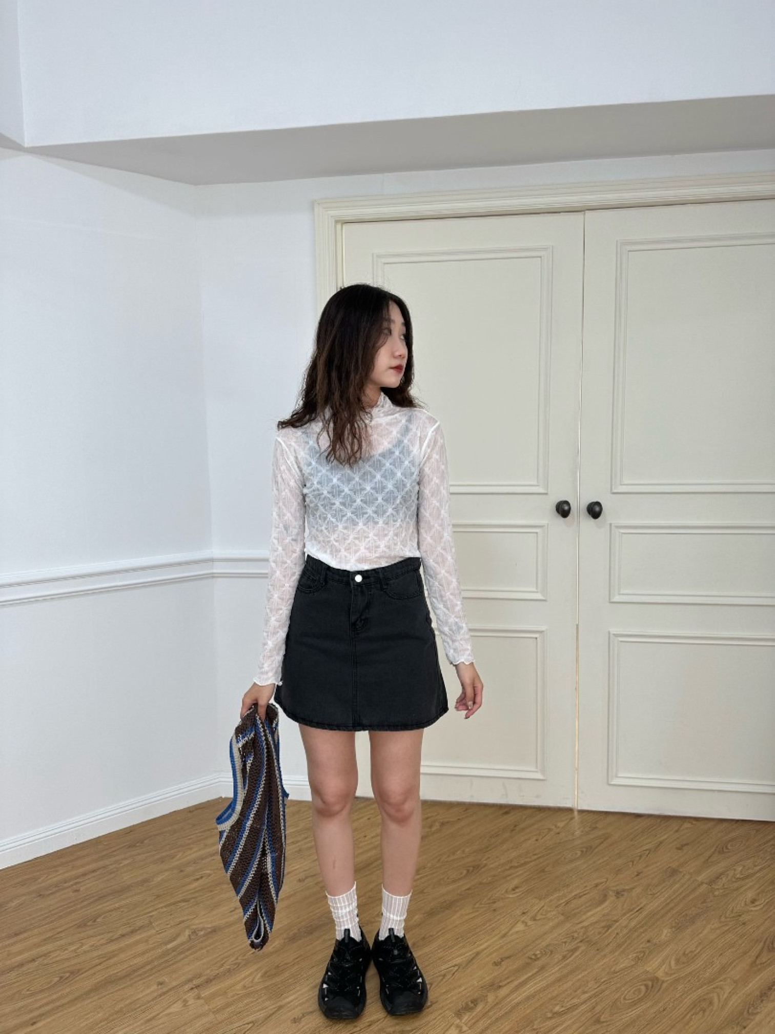 🇯🇵捲邊透膚內搭/白