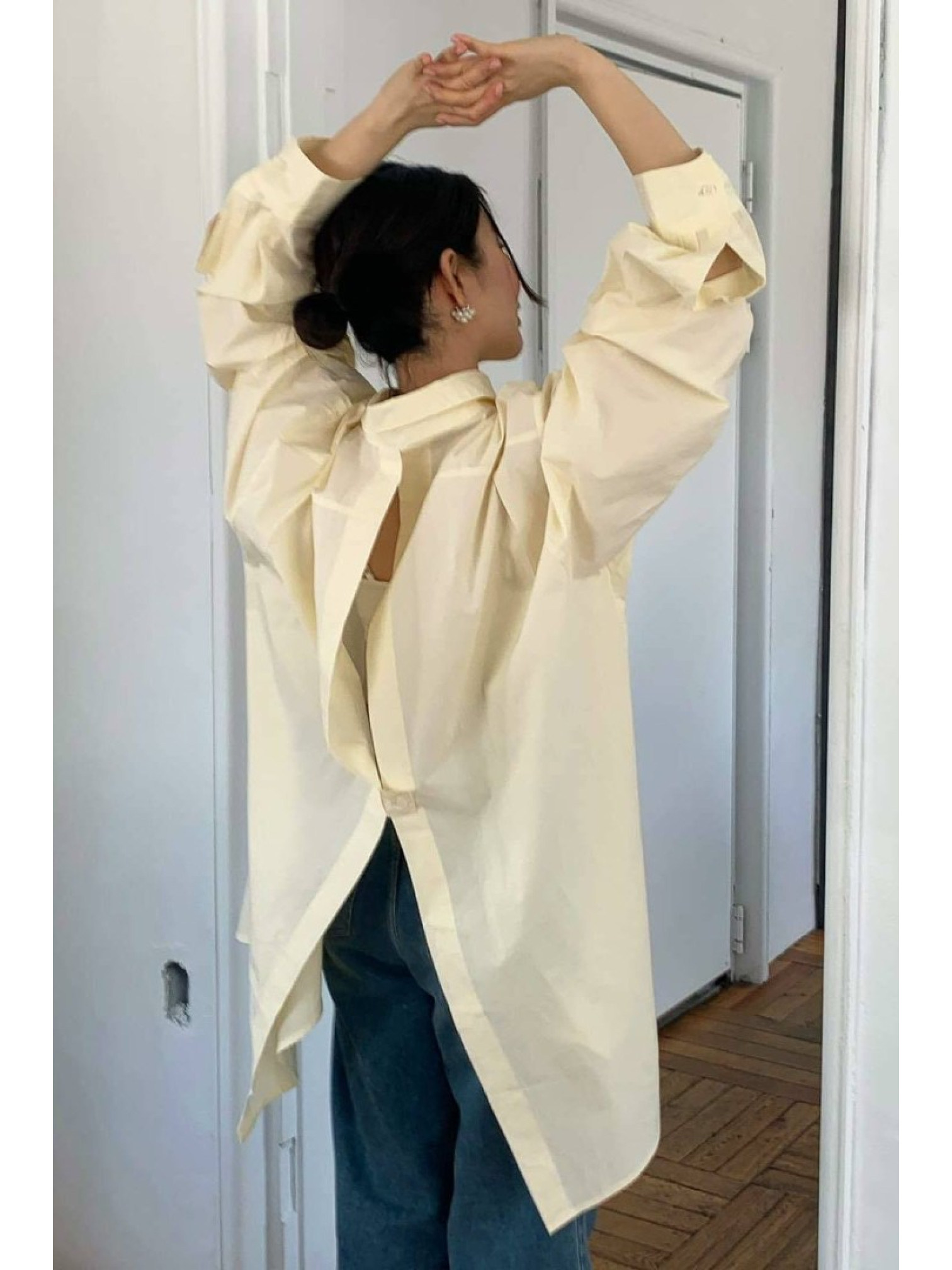 🇯🇵超時髦!!!開背長板襯衫/黃