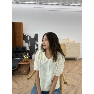 🇯🇵英倫復古的荷葉領針織衫/米