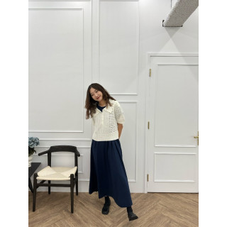 🇯🇵英倫復古的荷葉領針織衫/米