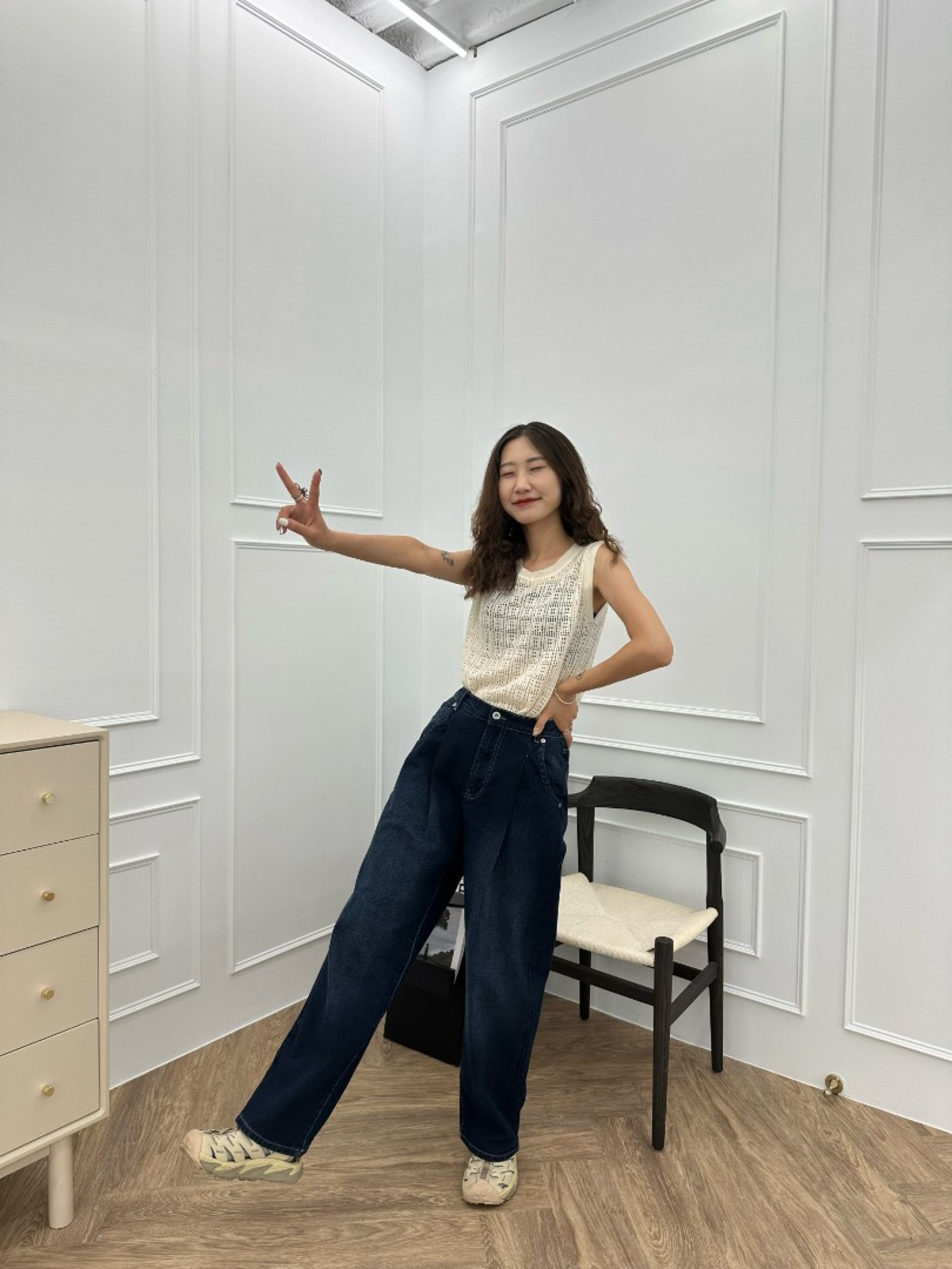 🇯🇵超Q!!方形幾何洞洞背心/白