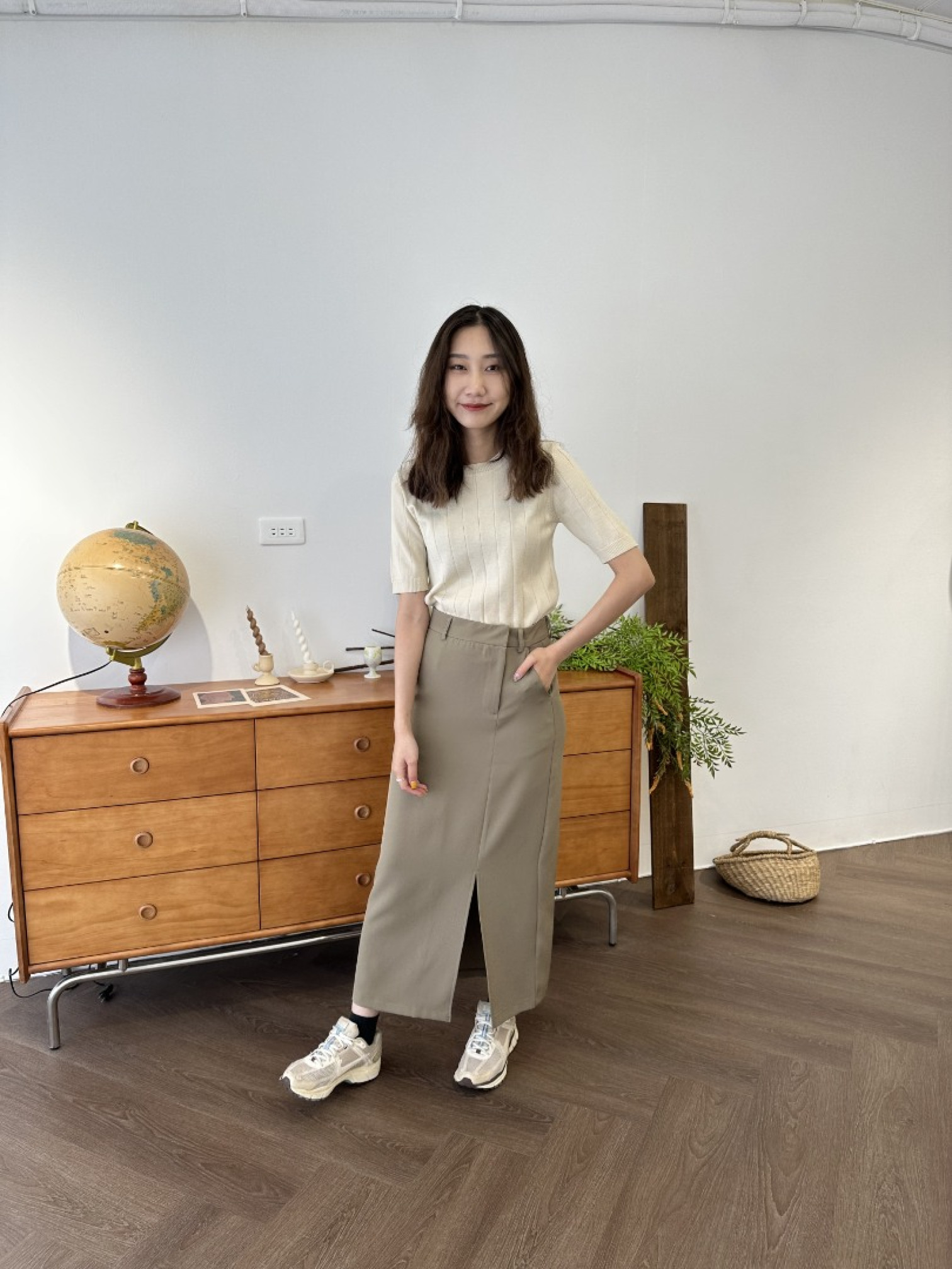 🇰🇷設計感半身西裝裙/黑S-M&咖S