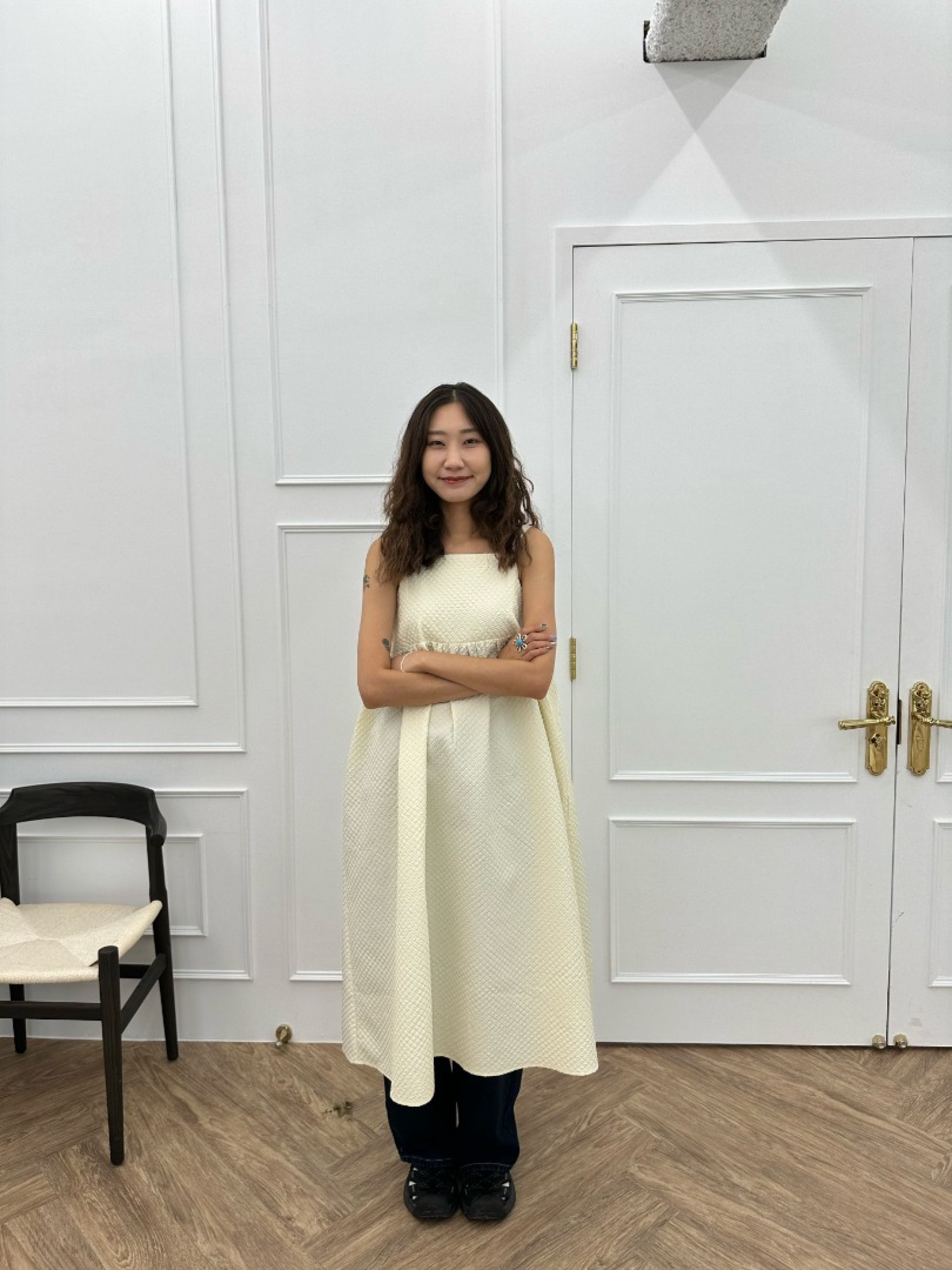 🇯🇵卡哇伊澎澎緹花洋裝/米白