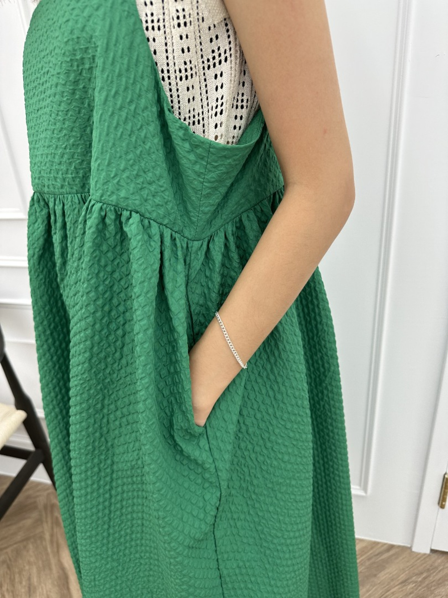 🇯🇵卡哇伊澎澎緹花洋裝/米白