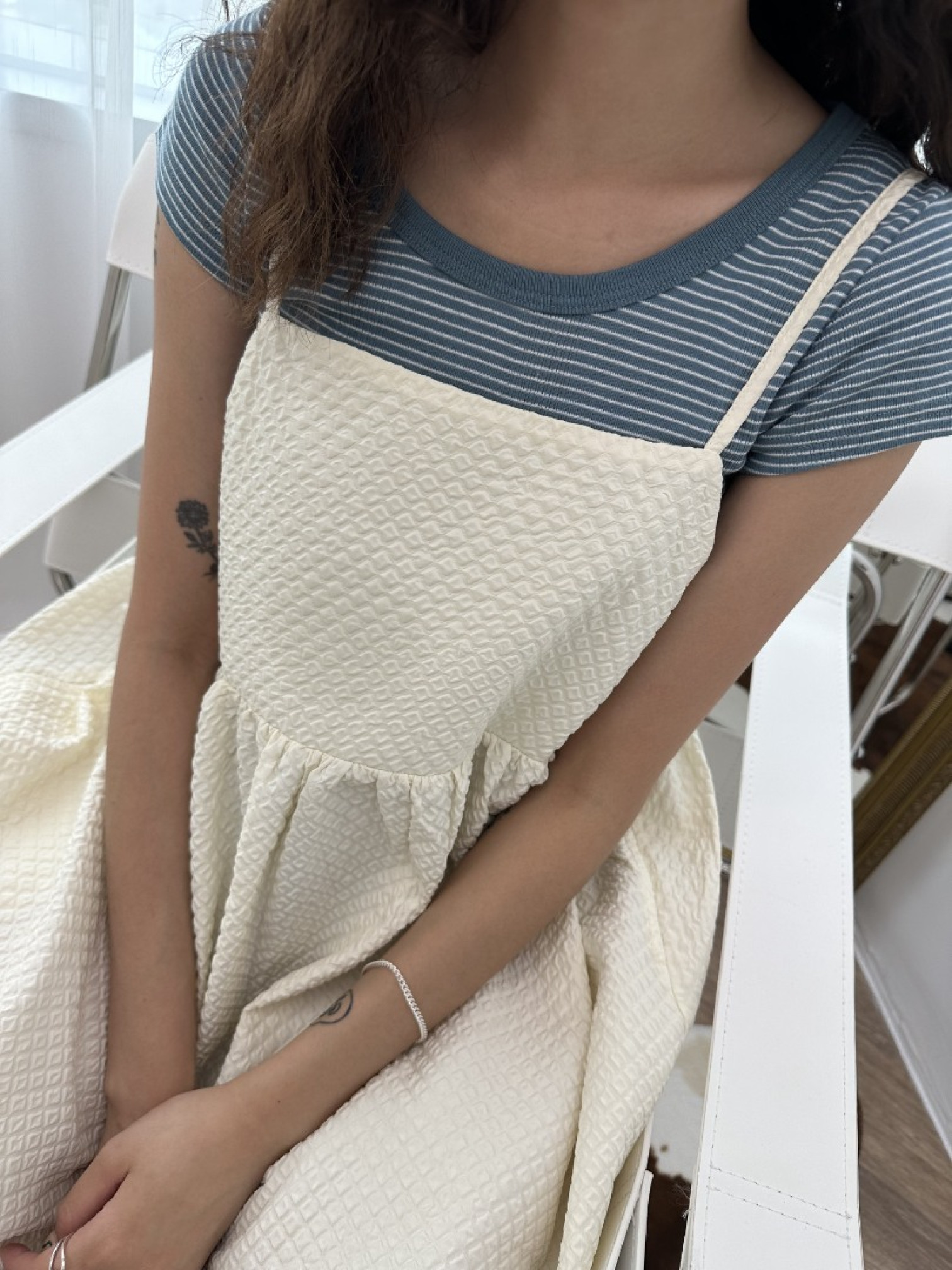 🇯🇵卡哇伊澎澎緹花洋裝/米白