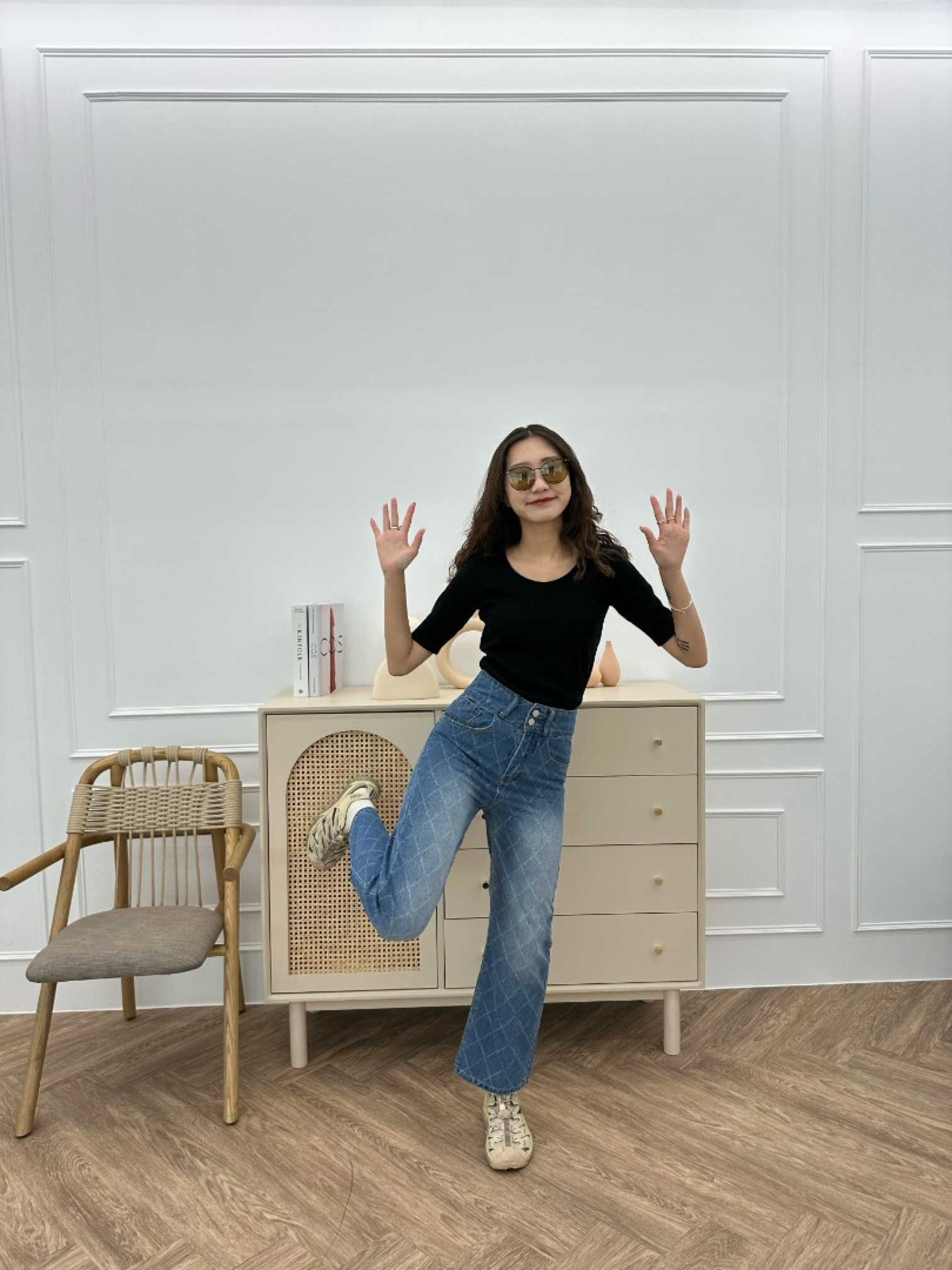 🇯🇵菱格紋牛仔褲/S-Ｍ