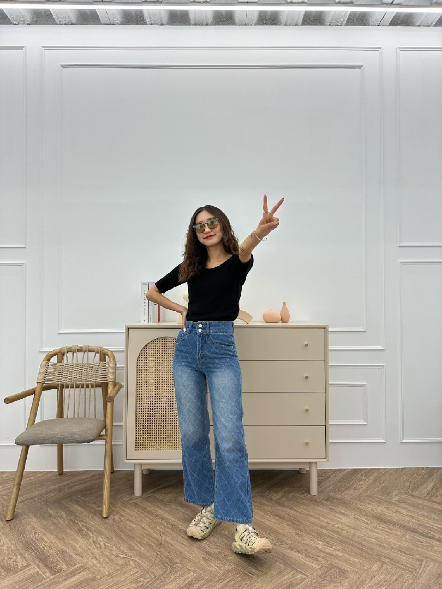 🇯🇵菱格紋牛仔褲/S-Ｍ