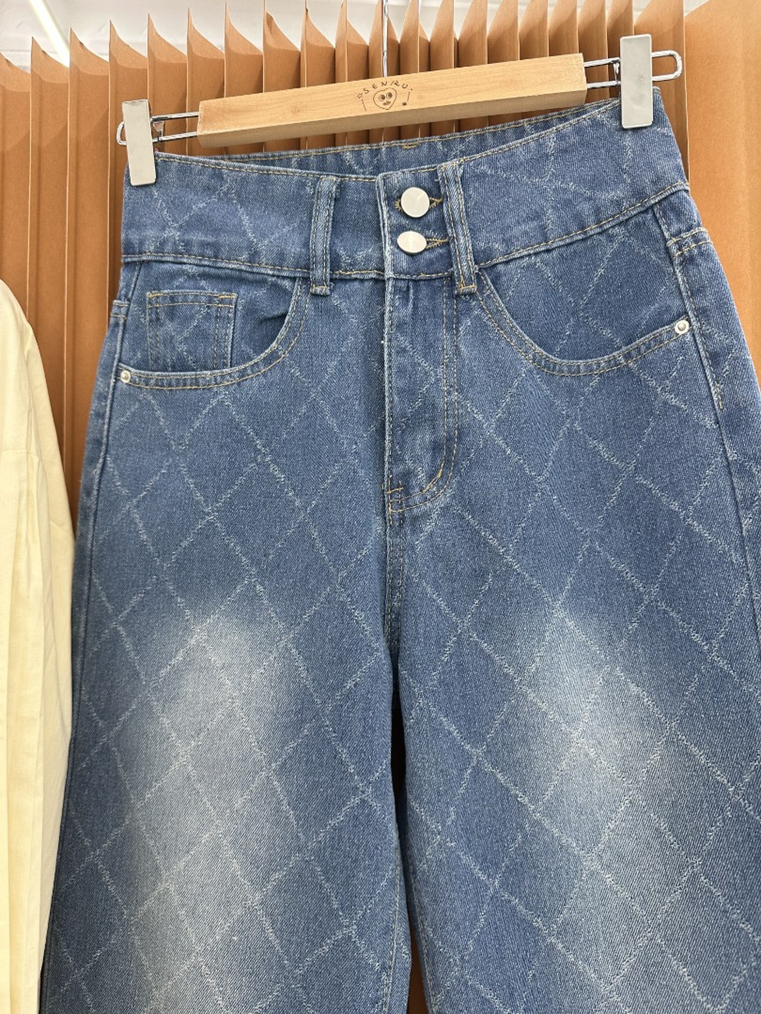 🇯🇵菱格紋牛仔褲/S-Ｍ