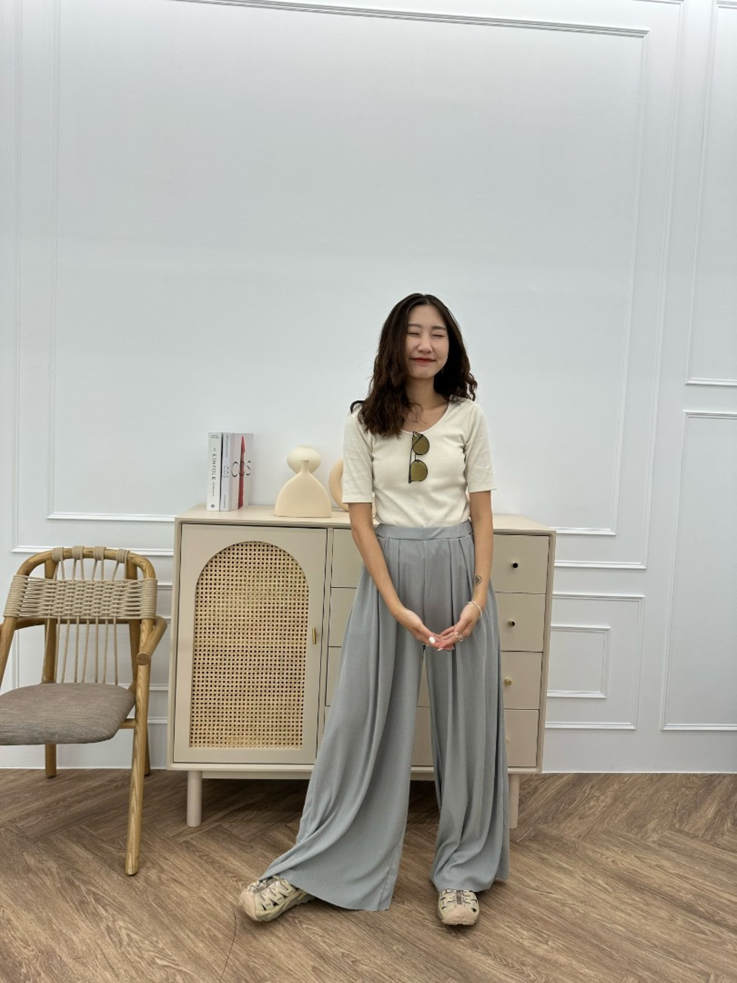 🇯🇵背面U字BRA TOP短T/米