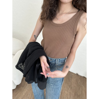 🇯🇵厚磅基本款坑條背心/白&咖