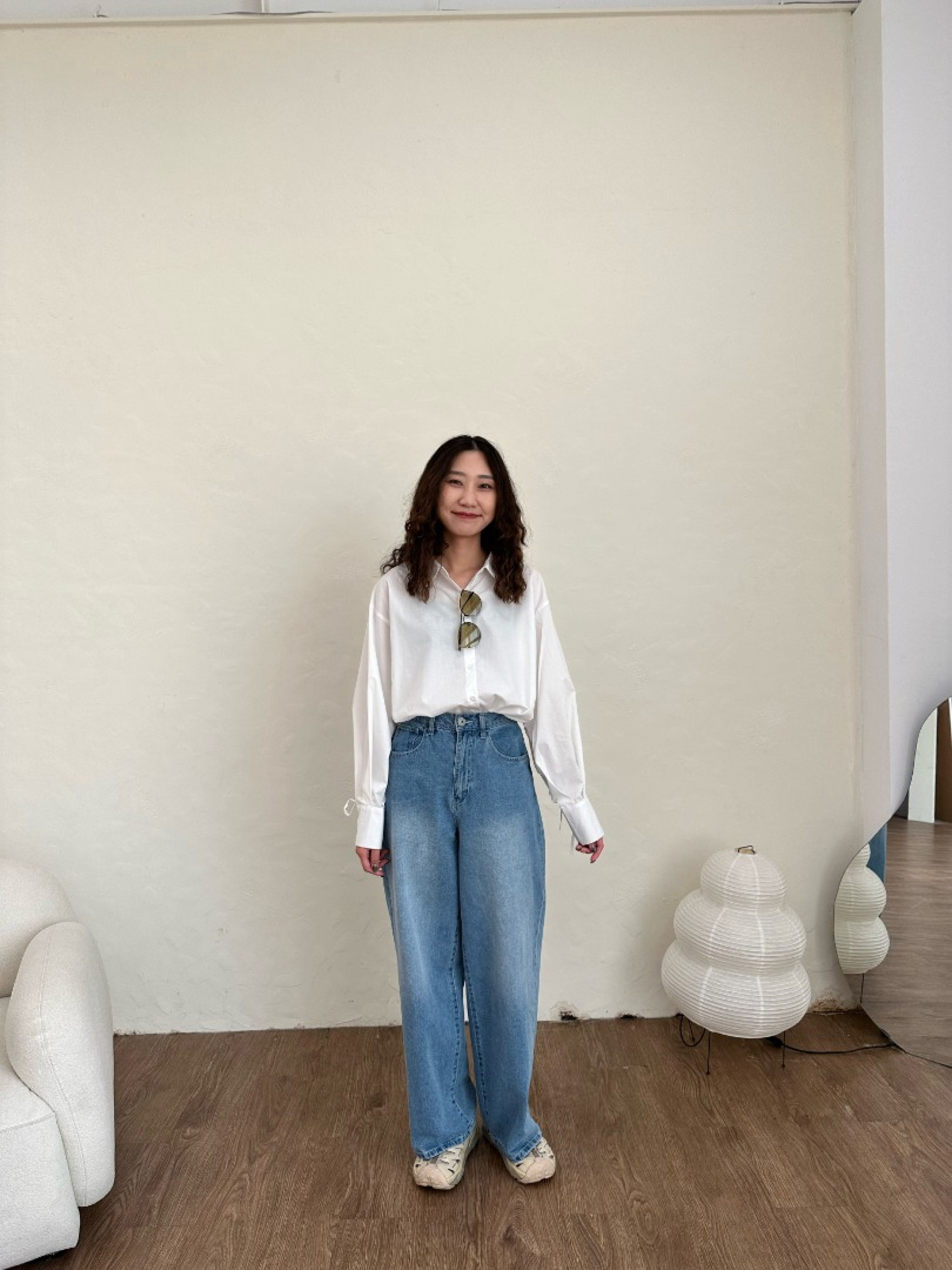 🇯🇵背後抽繩襯衫/白&黑