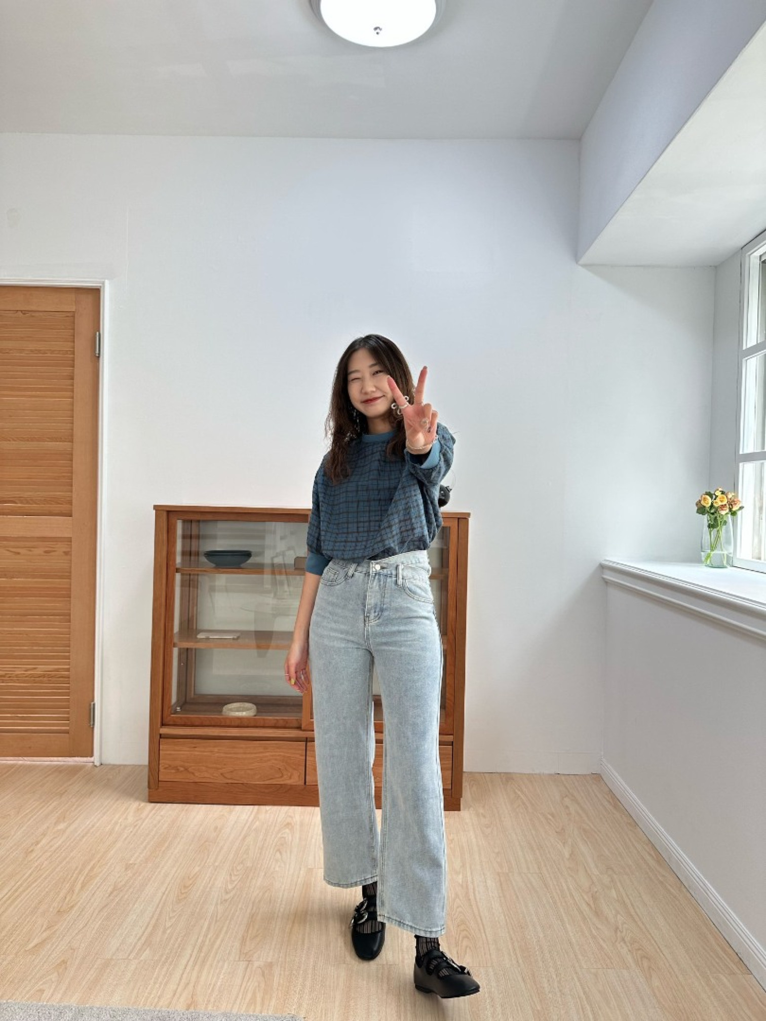 🇯🇵不對稱雙釦牛仔褲/M