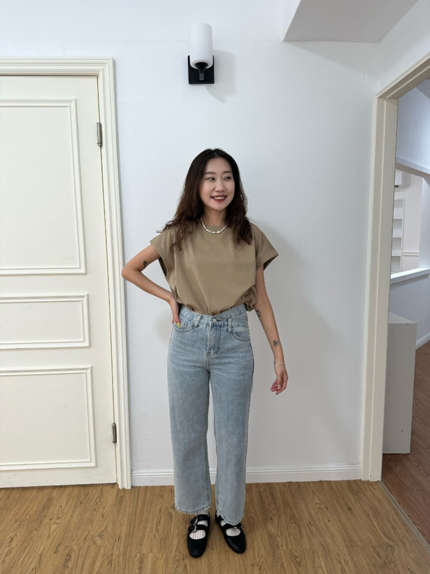 🇯🇵不對稱雙釦牛仔褲/M