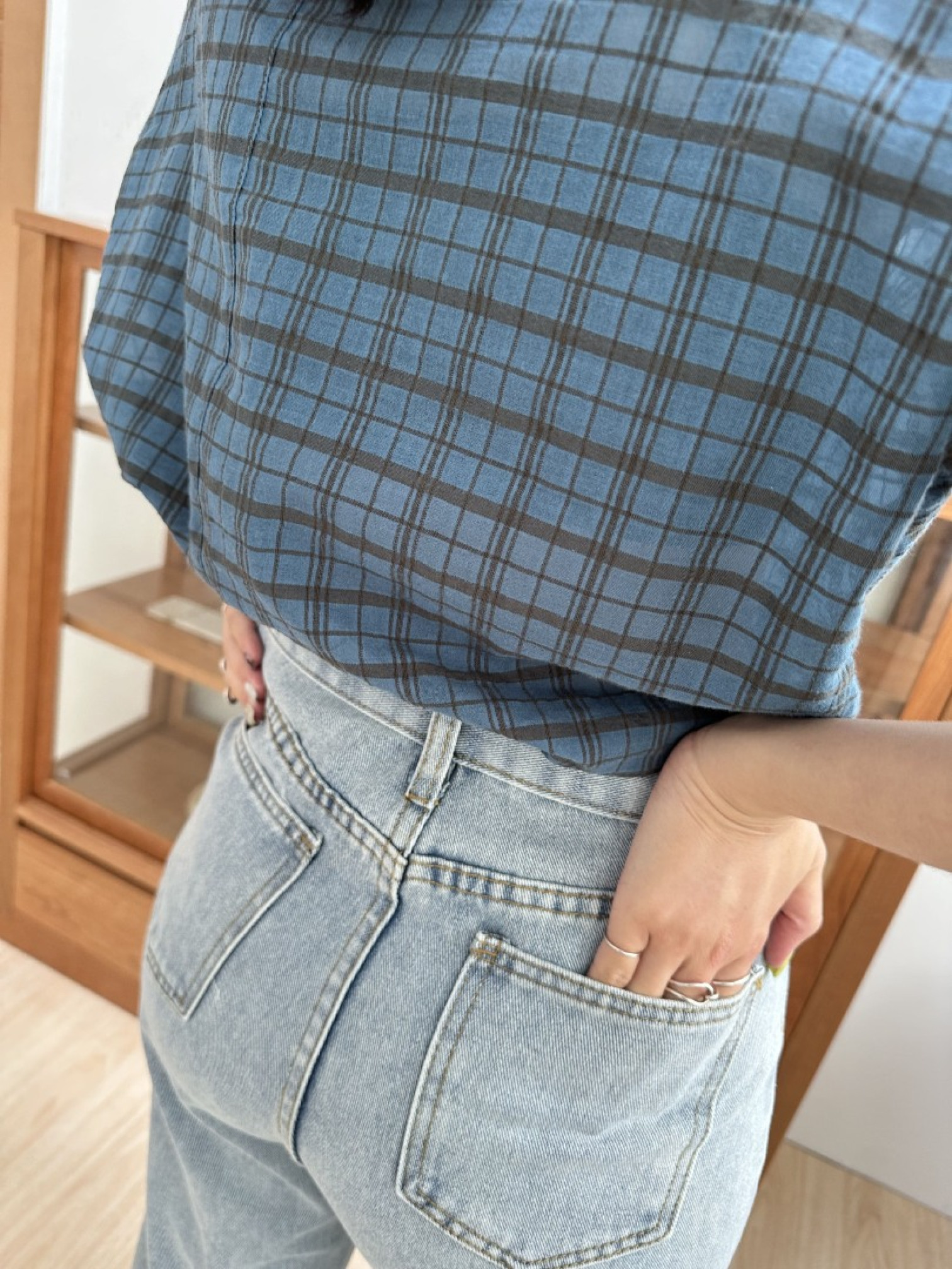 🇯🇵不對稱雙釦牛仔褲/M