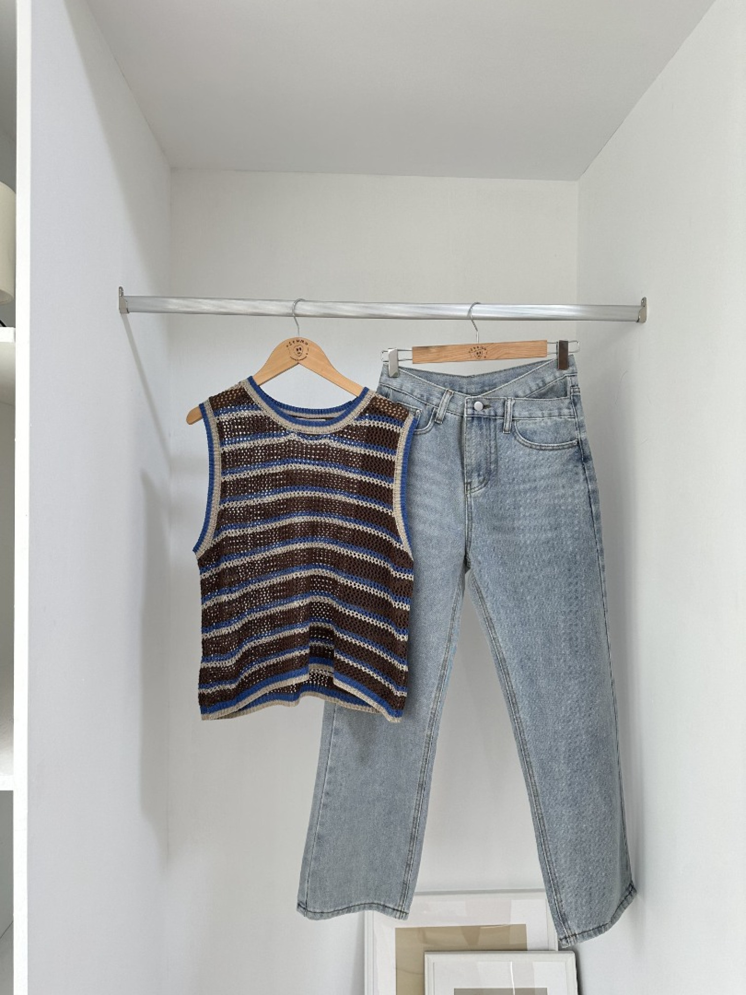 🇯🇵不對稱雙釦牛仔褲/M