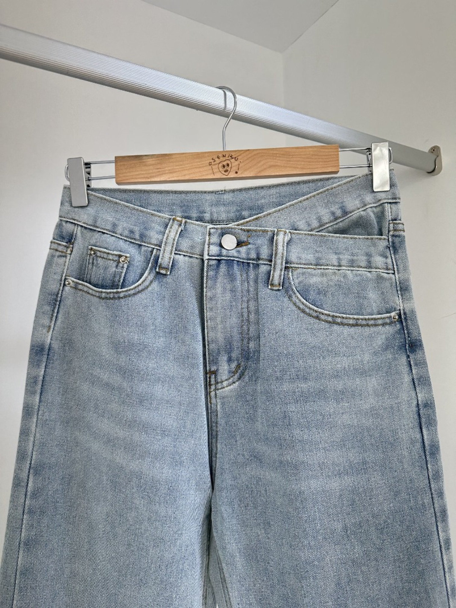 🇯🇵不對稱雙釦牛仔褲/M