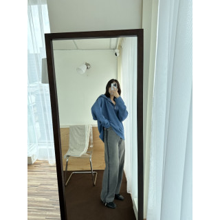 🇯🇵側邊撞色灰色牛仔褲/M