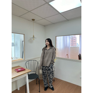 🇯🇵時髦斑馬紋寬褲/象牙白L&黑M