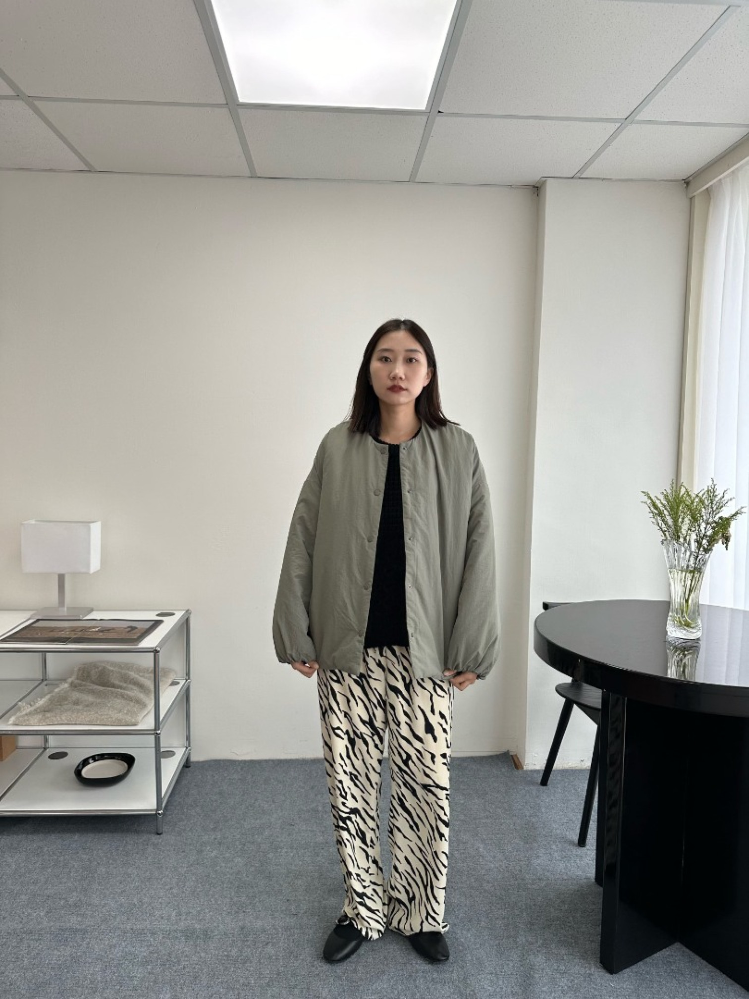 🇯🇵時髦斑馬紋寬褲/象牙白L&黑M