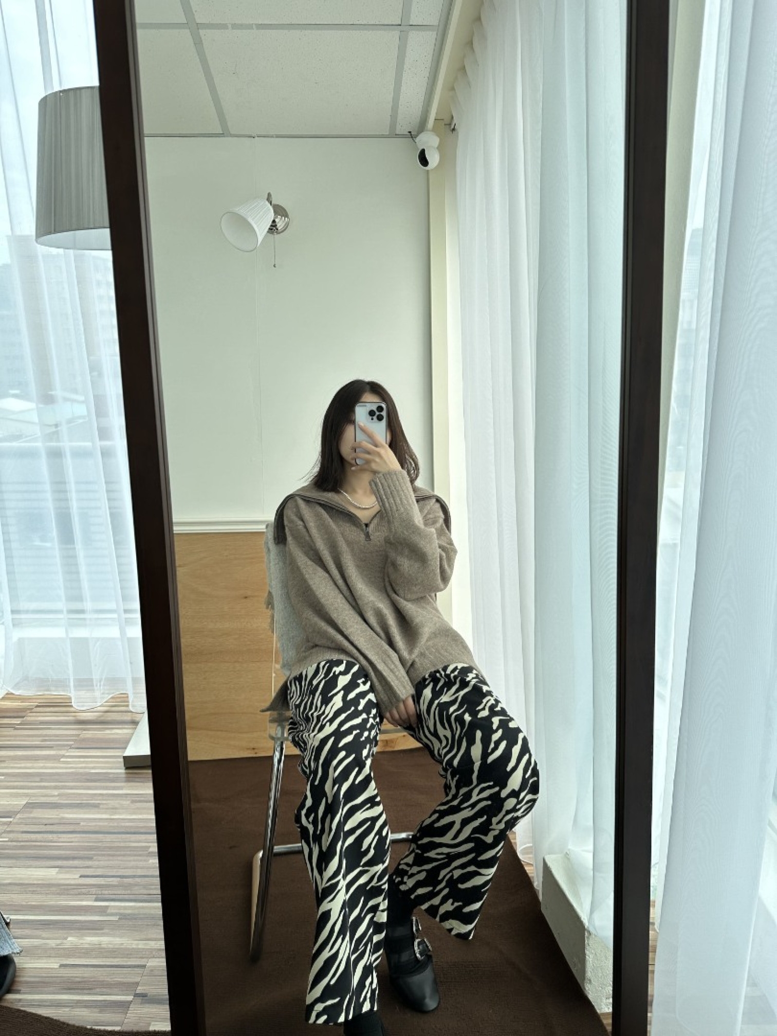 🇯🇵時髦斑馬紋寬褲/象牙白L&黑M