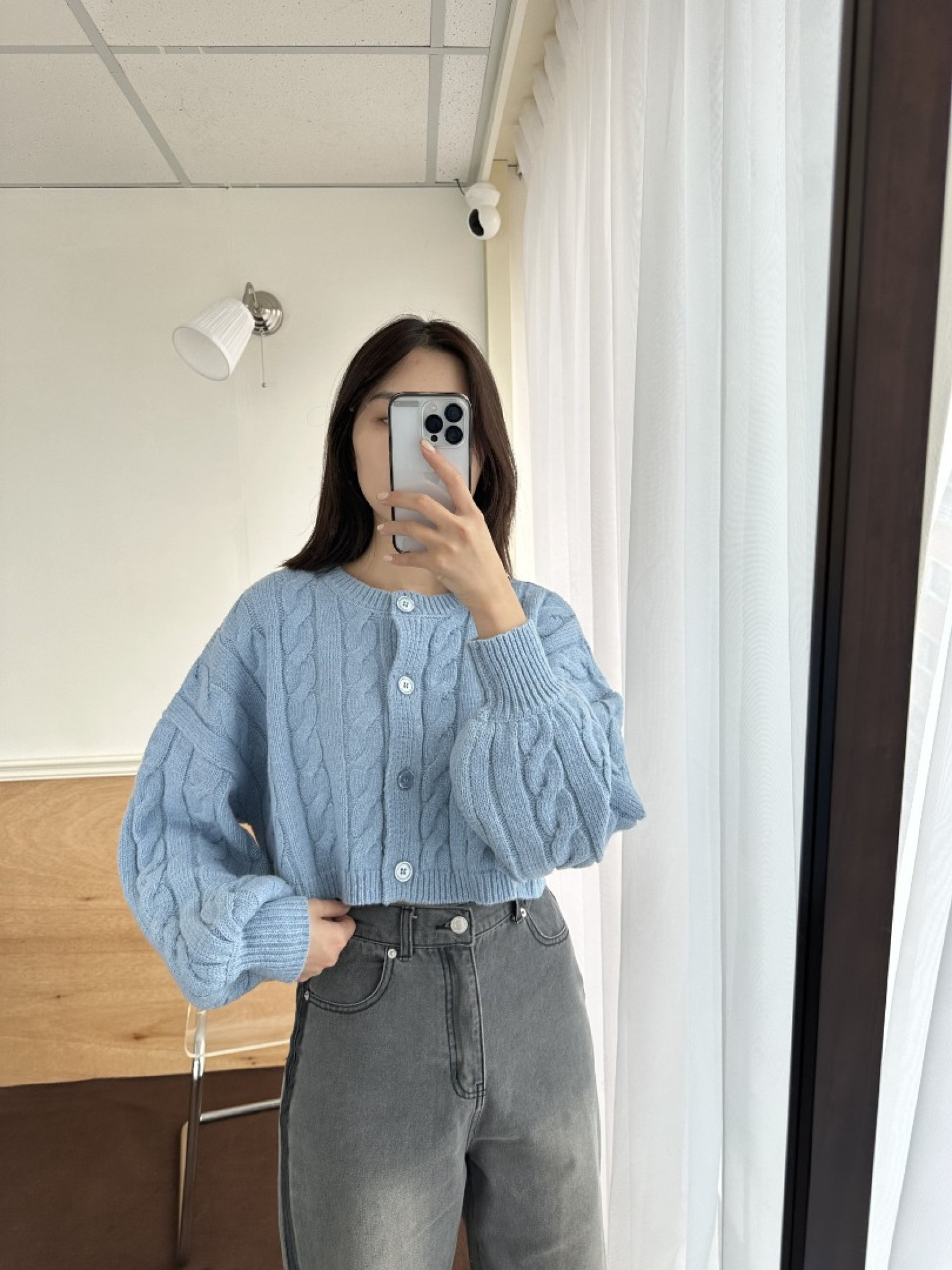 🇯🇵短版麻花針織上衣/藍&摩卡