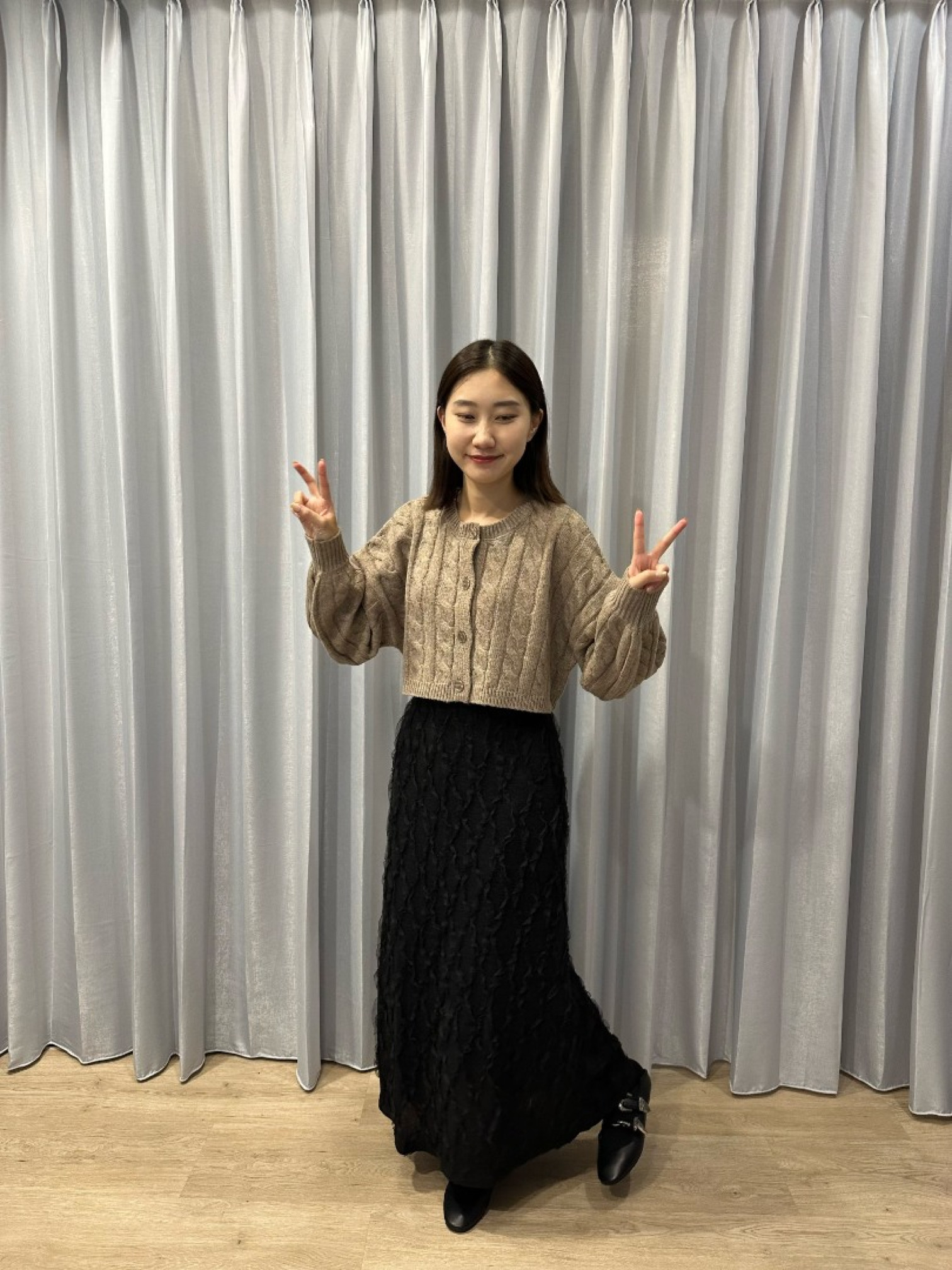 🇯🇵短版麻花針織上衣/藍&摩卡