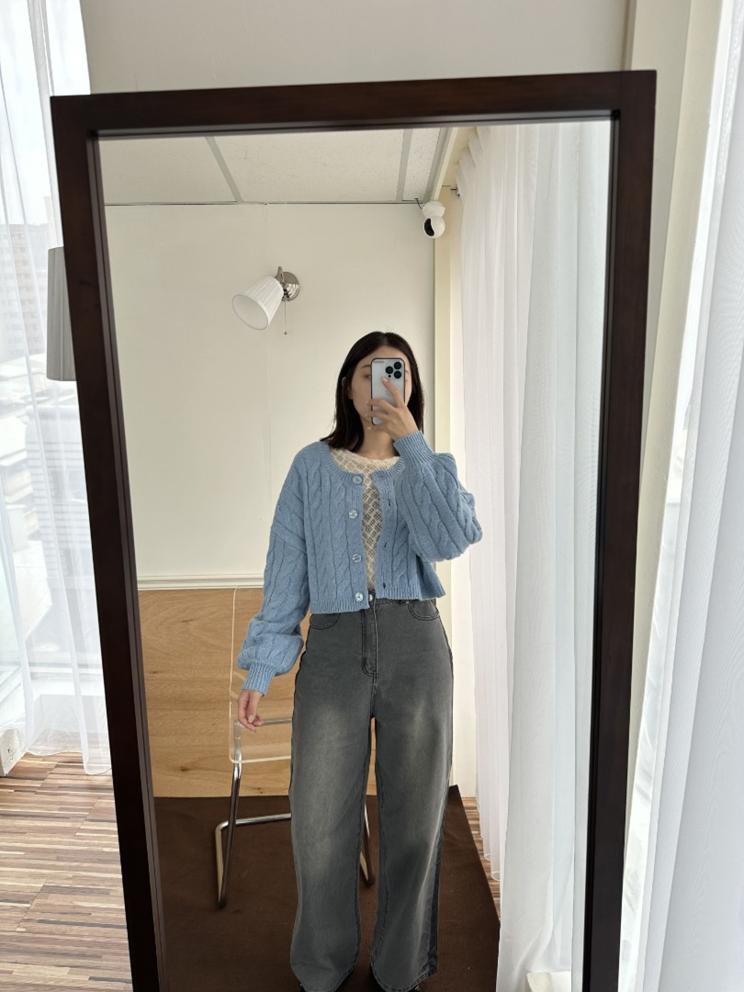 🇯🇵短版麻花針織上衣/藍&摩卡