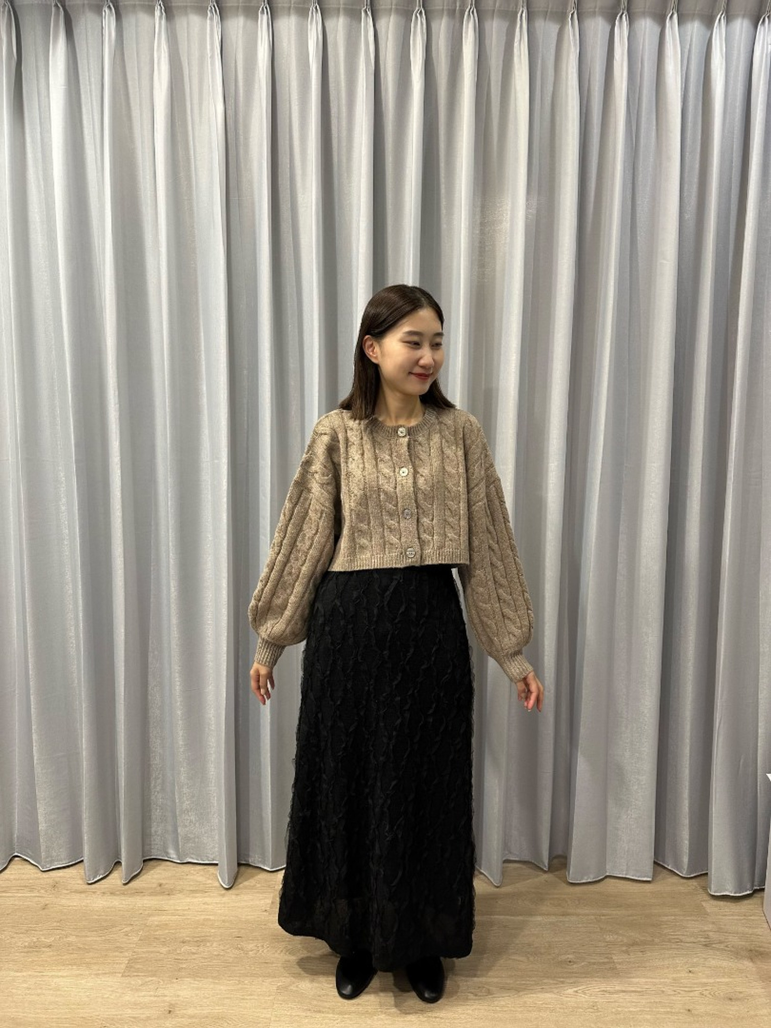 🇯🇵短版麻花針織上衣/藍&摩卡