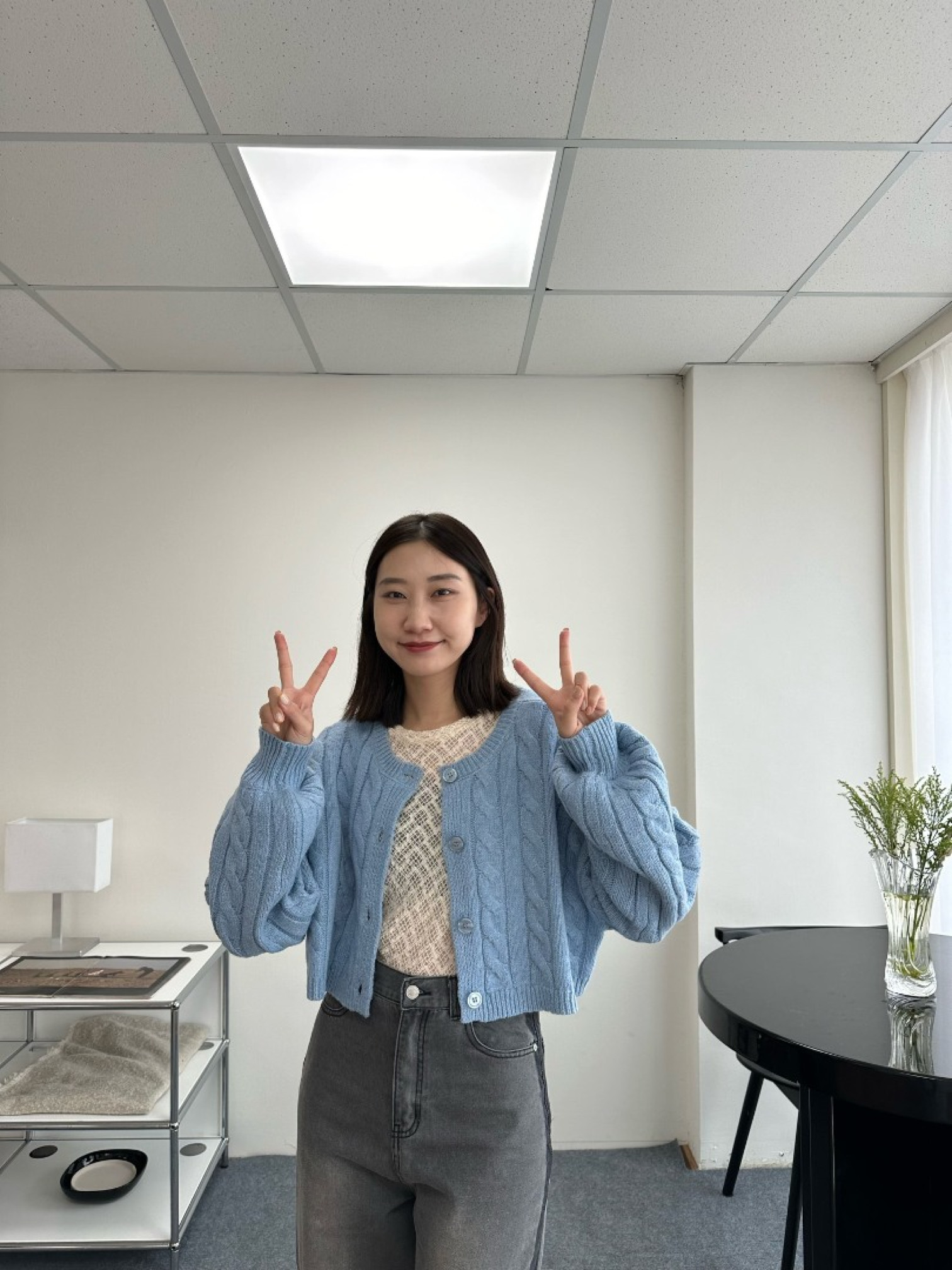 🇯🇵短版麻花針織上衣/藍&摩卡