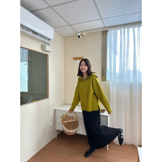 🇯🇵半拉鍊水手領寬鬆針織衫/芥末黃