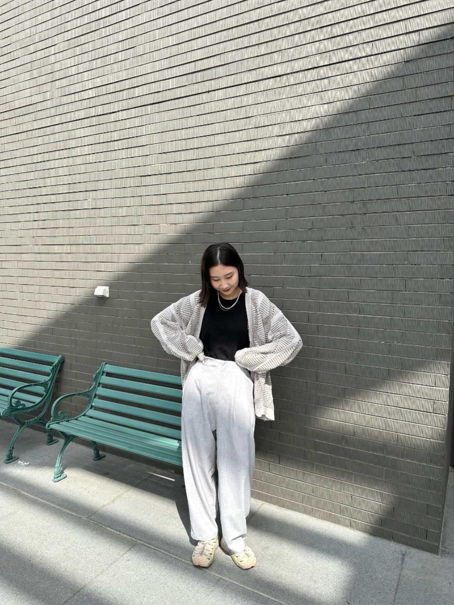 🇯🇵大人感打褶暗釦西裝褲/淺灰S-M