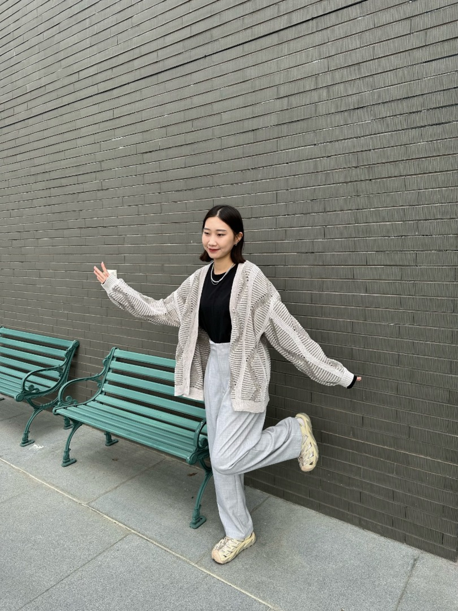 🇯🇵大人感打褶暗釦西裝褲/淺灰S-M