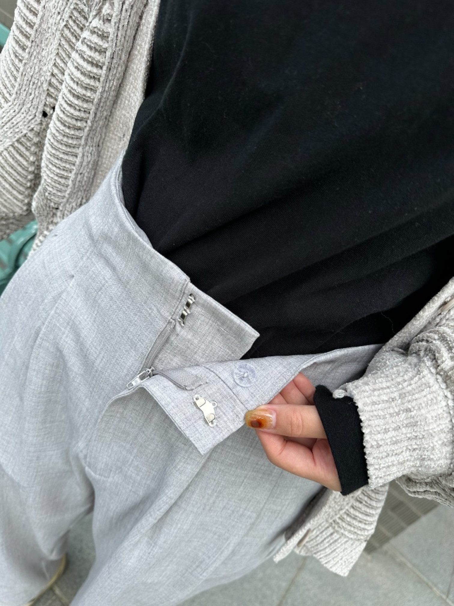 🇯🇵大人感打褶暗釦西裝褲/淺灰S-M