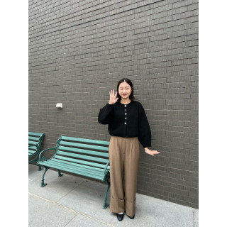 🇯🇵褲管大反摺中線寬褲/棕F