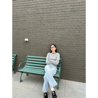 🇯🇵學院風滾邊刺繡針織衫/灰&象牙白