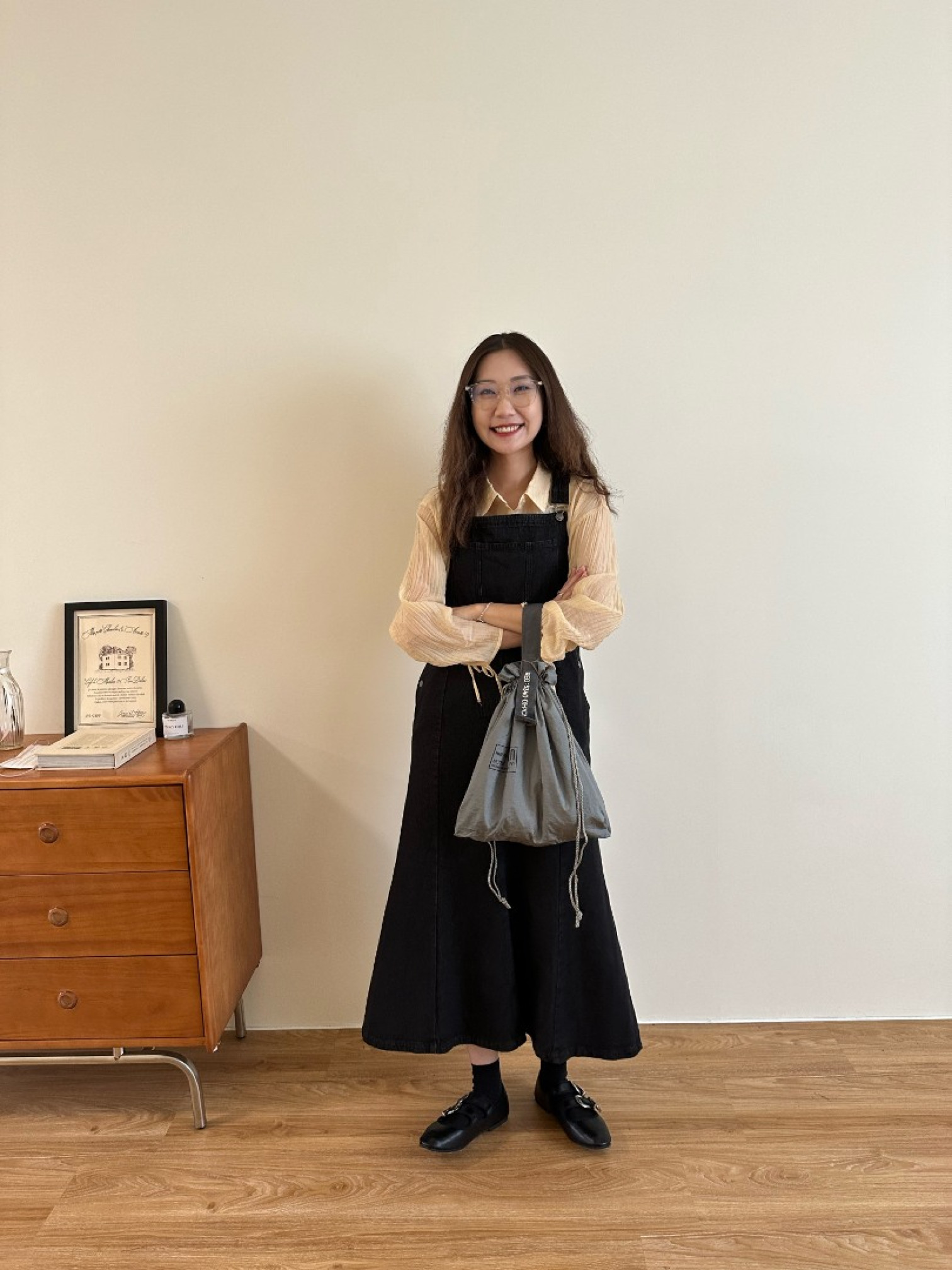 🇯🇵袖子抽皺透明短版襯衫/黃