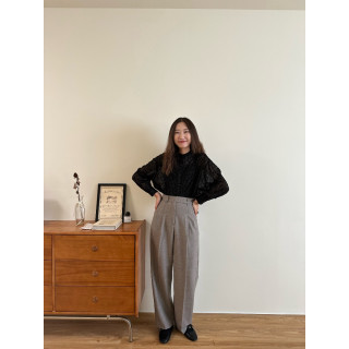 🇯🇵復古花草短版襯衫/黑