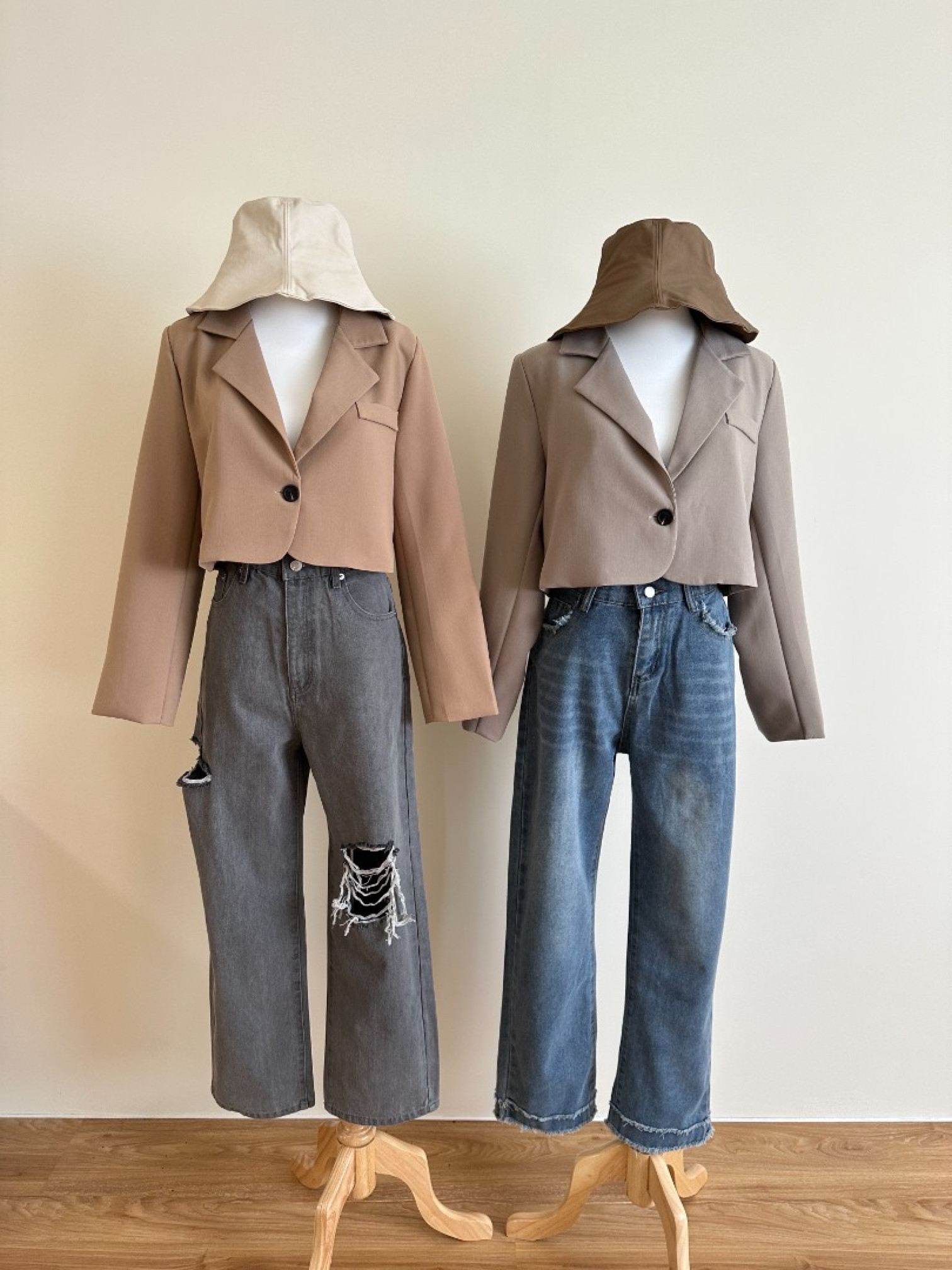 🇯🇵鐵灰色破洞高腰牛仔褲/M