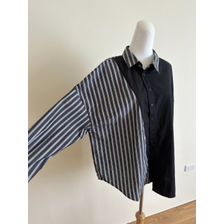 🇯🇵設計感條紋不對稱襯衫