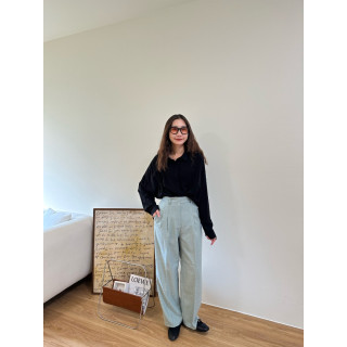 🇯🇵抓皺時尚絲滑襯衫/黑