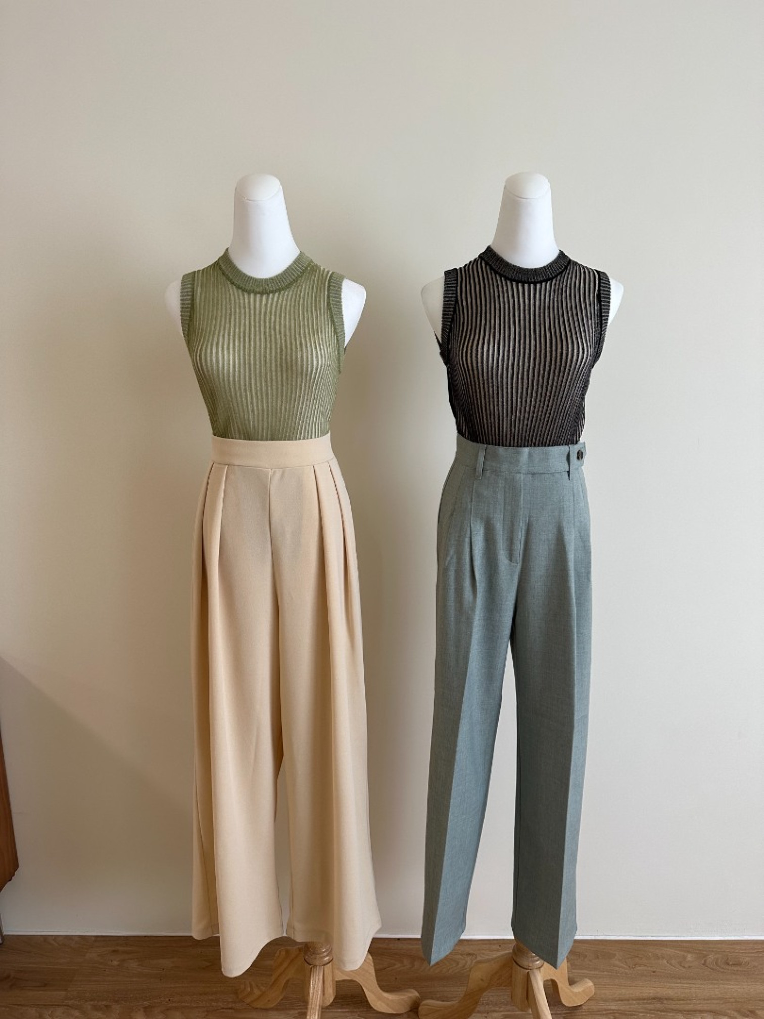 🇯🇵舒適抓褶落地棉寬褲/米