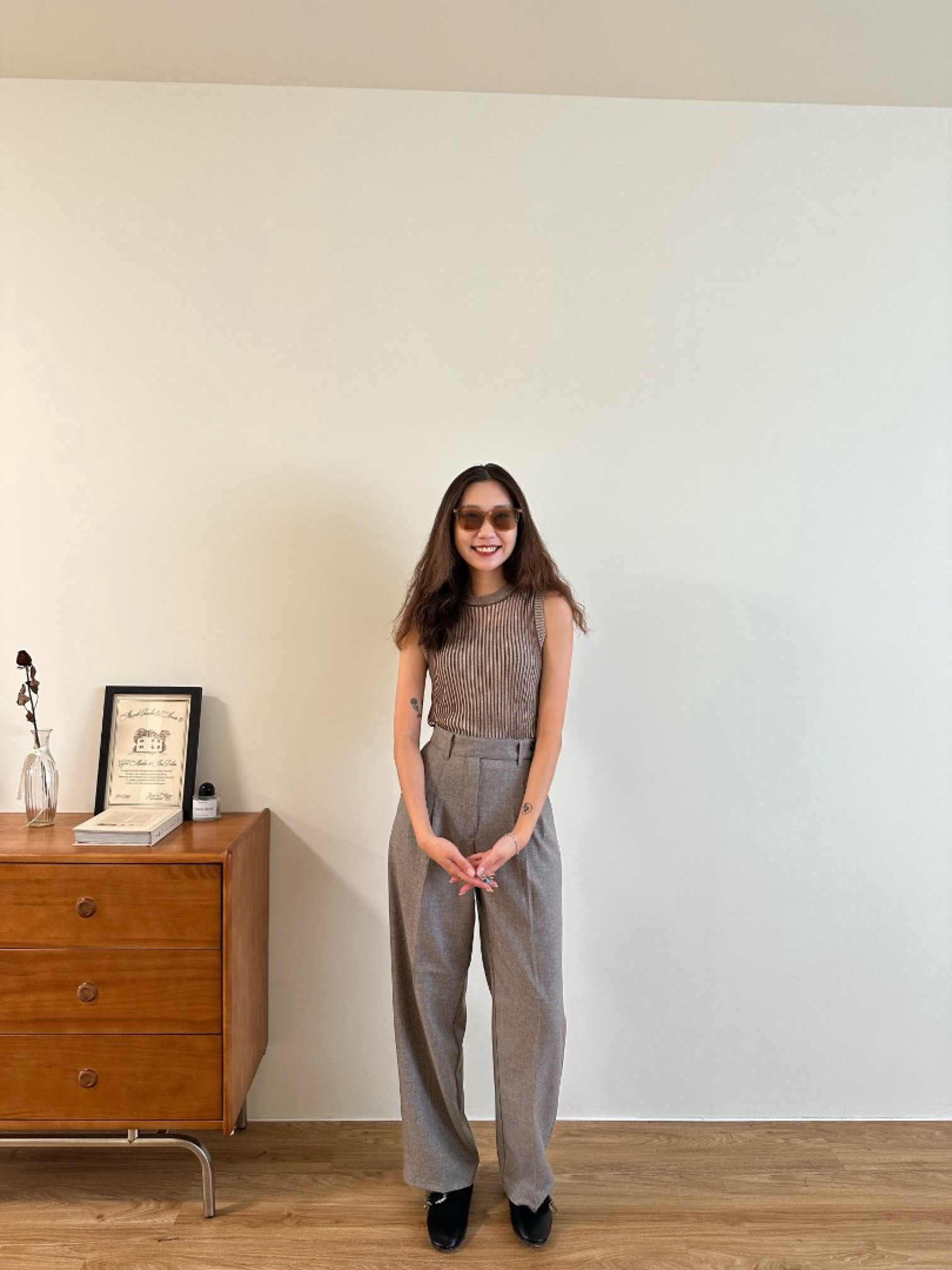 🇯🇵透透條紋背心/綠&咖