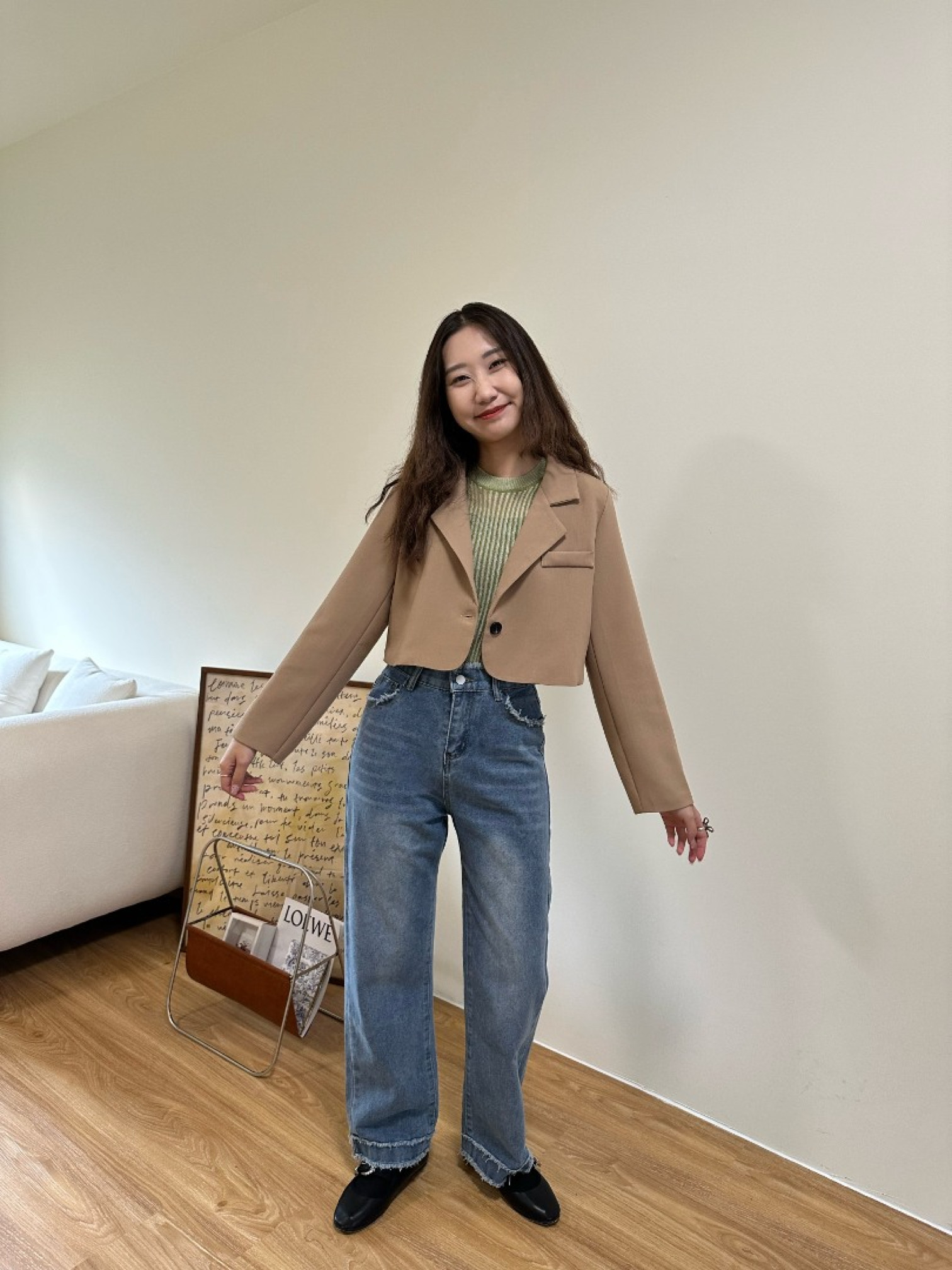 🇯🇵透透條紋背心/綠&咖