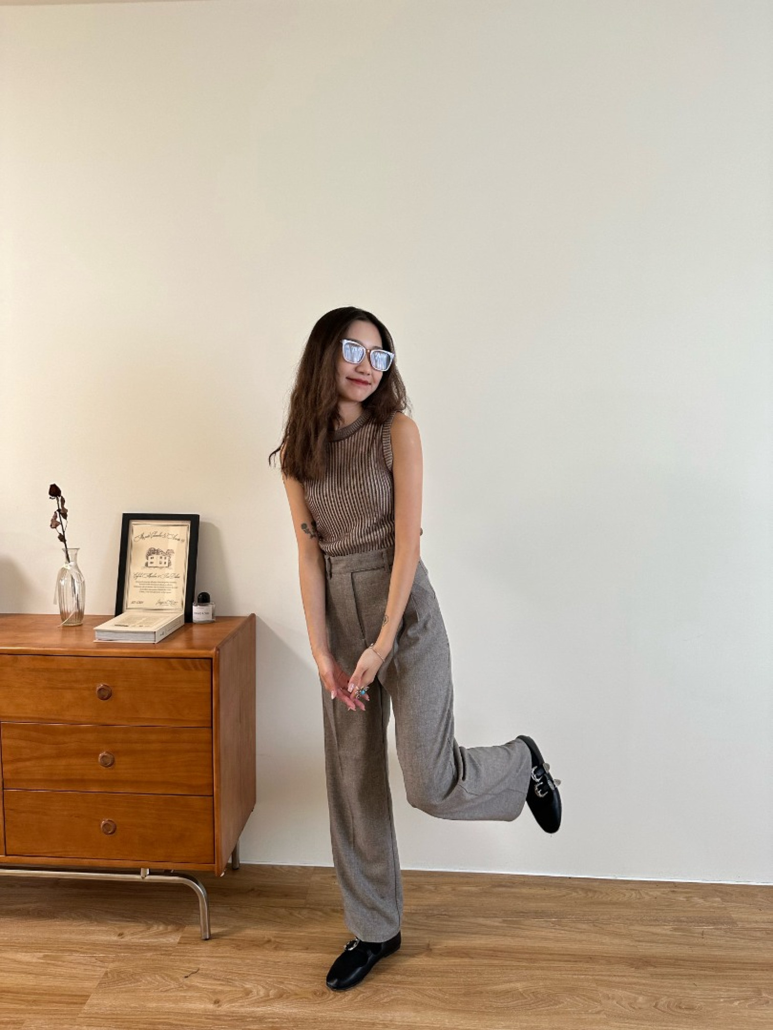 🇯🇵透透條紋背心/綠&咖